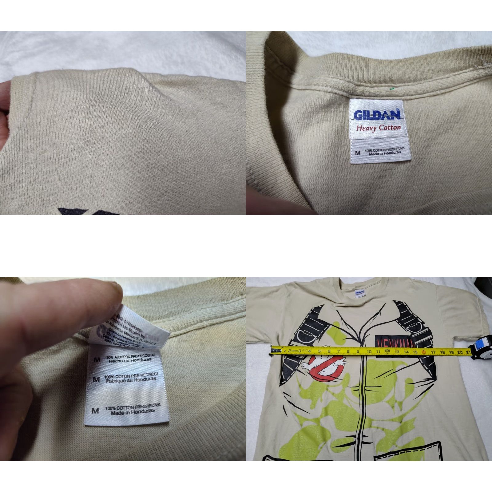Gildan VINTAGE Ghostbusters T-Shirt Crew Neck Unisex Adults M Tan Brown Cotton Gildan Graphic Print 80s 90s Boys Girls Mens Womens Size US M / EU 48-50 / 2 - 8 Thumbnail