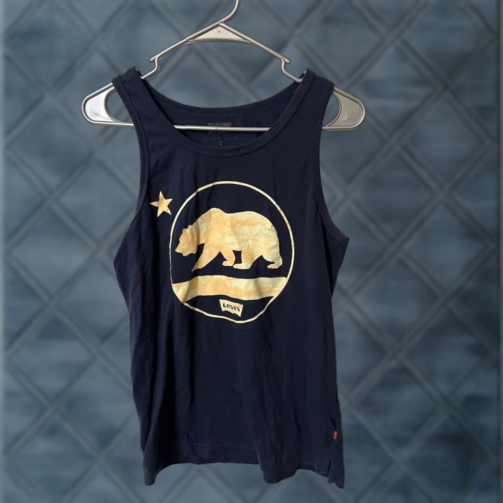 Levi's Levi's Tank Top Men Small Navy Blue Graphic Sleeveless Cotton Size US S / EU 44-46 / 1 - 1 Thumbnail