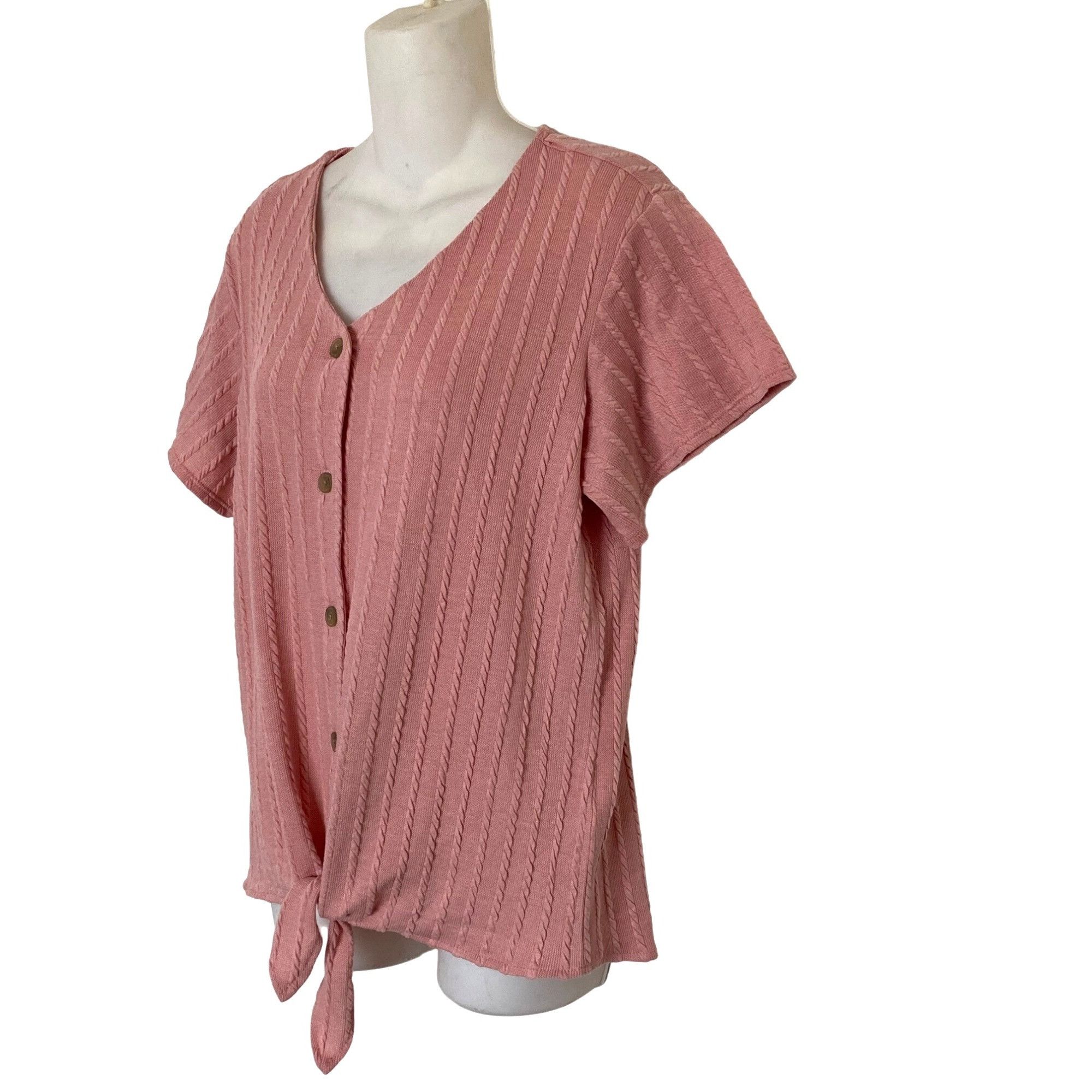 Vintage Weatherproof Vintage Top Short Sleeve Button Tie Waist V Nec Size M / US 6-8 / IT 42-44 - 3 Thumbnail