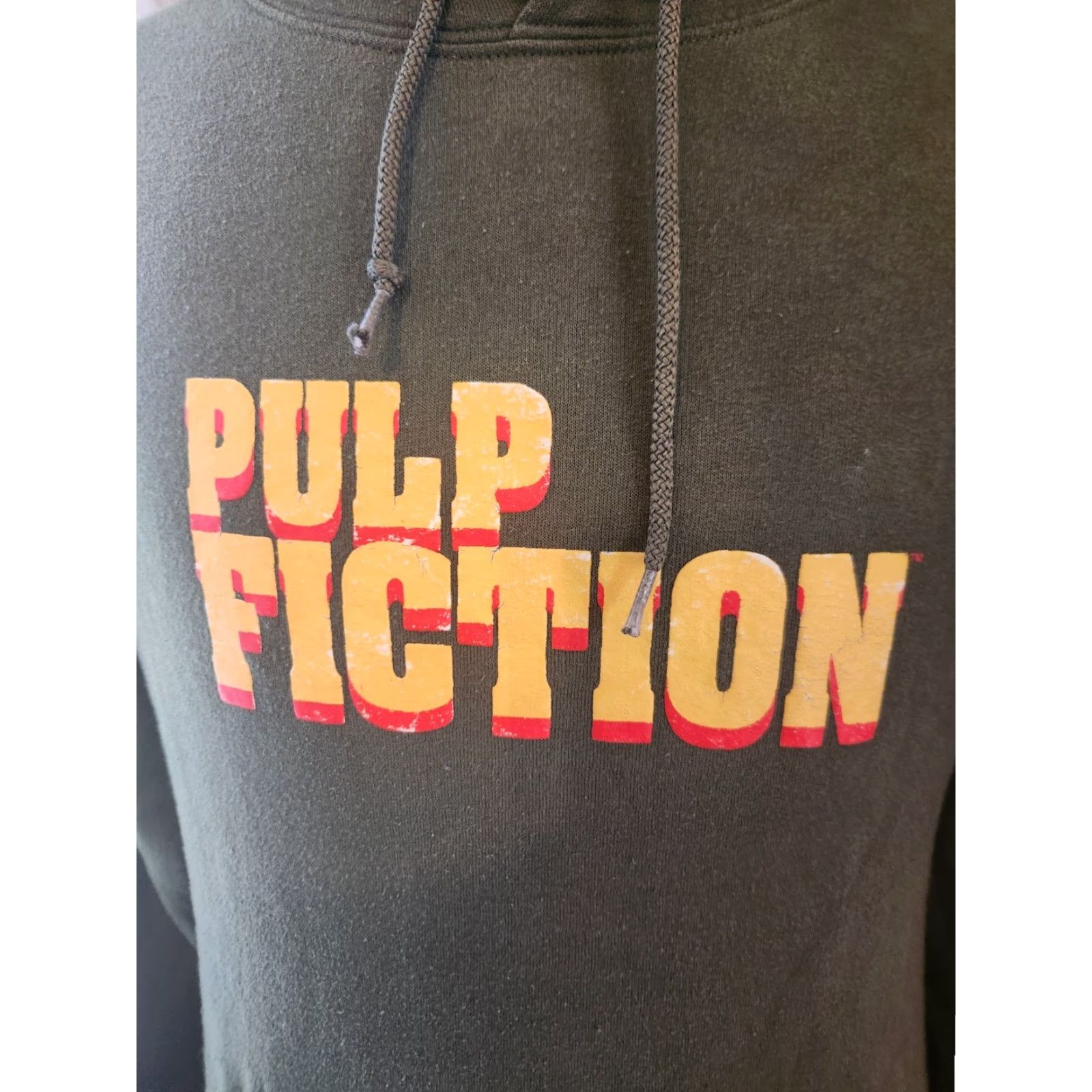 Vintage Pulp Fiction Hoodie Adult S Army Green Logo Pulp Fiction Movie Retro Pullover Sweatshirt Men's Small Size SJ2024 Size US S / EU 44-46 / 1 - 2 Thumbnail