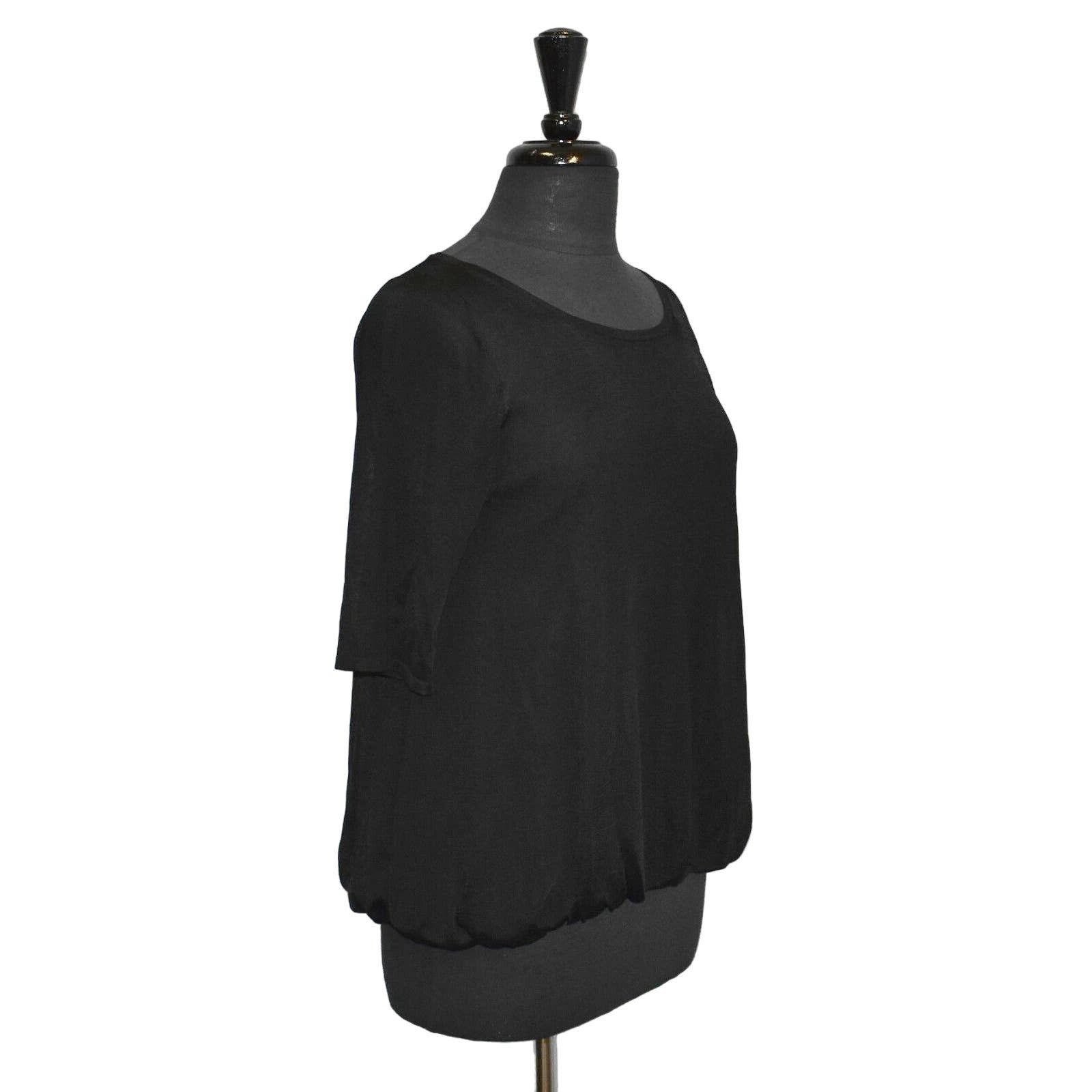 Tse NEW TSE Black Translucent Elasticized Hem Short Sleeve Top M Size M / US 6-8 / IT 42-44 - 2 Thumbnail