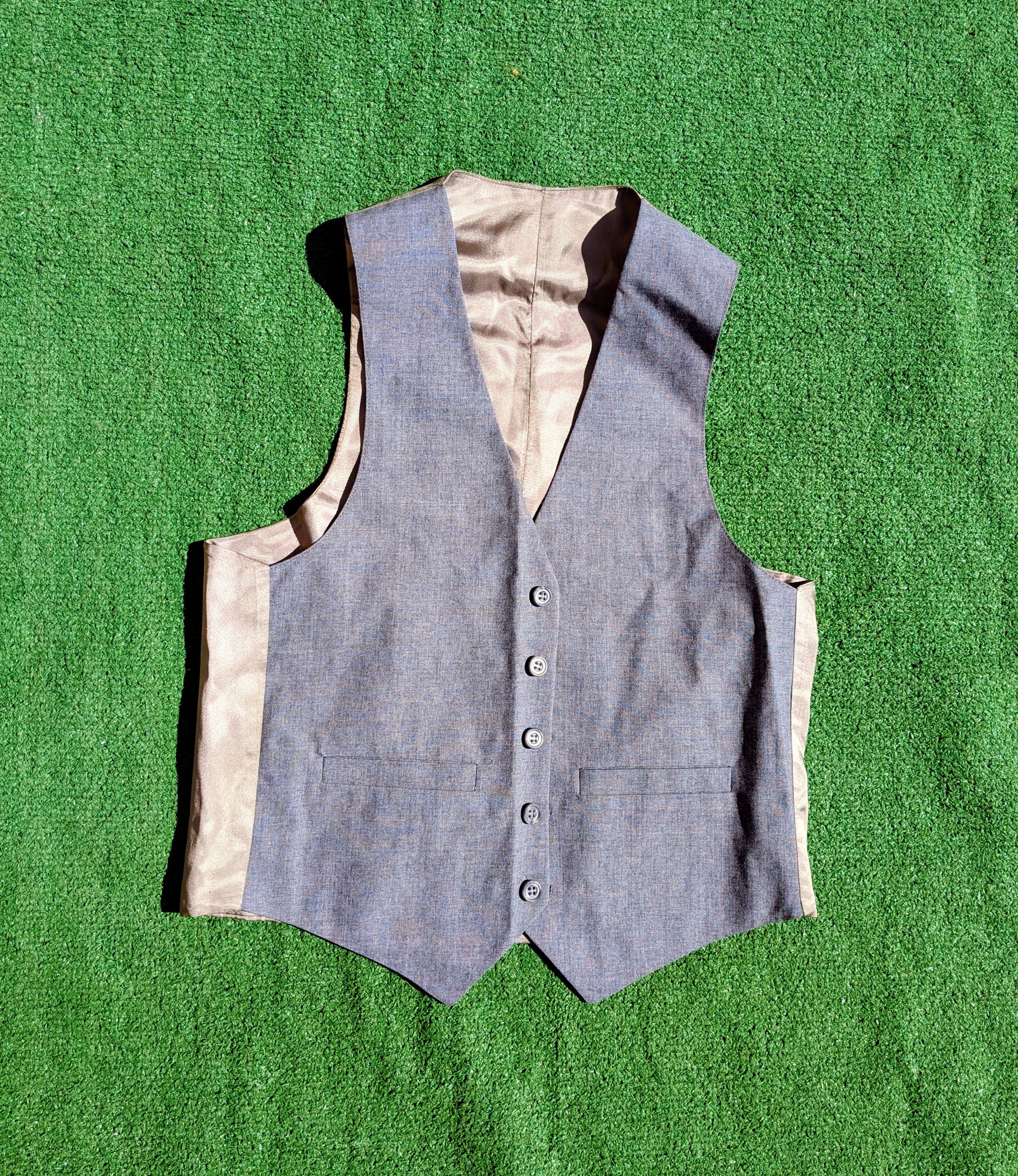 Other Vintage Classic Gray 5-Button 2-Pocket Waistcoat Dress Vest Size 38R - 5 Thumbnail