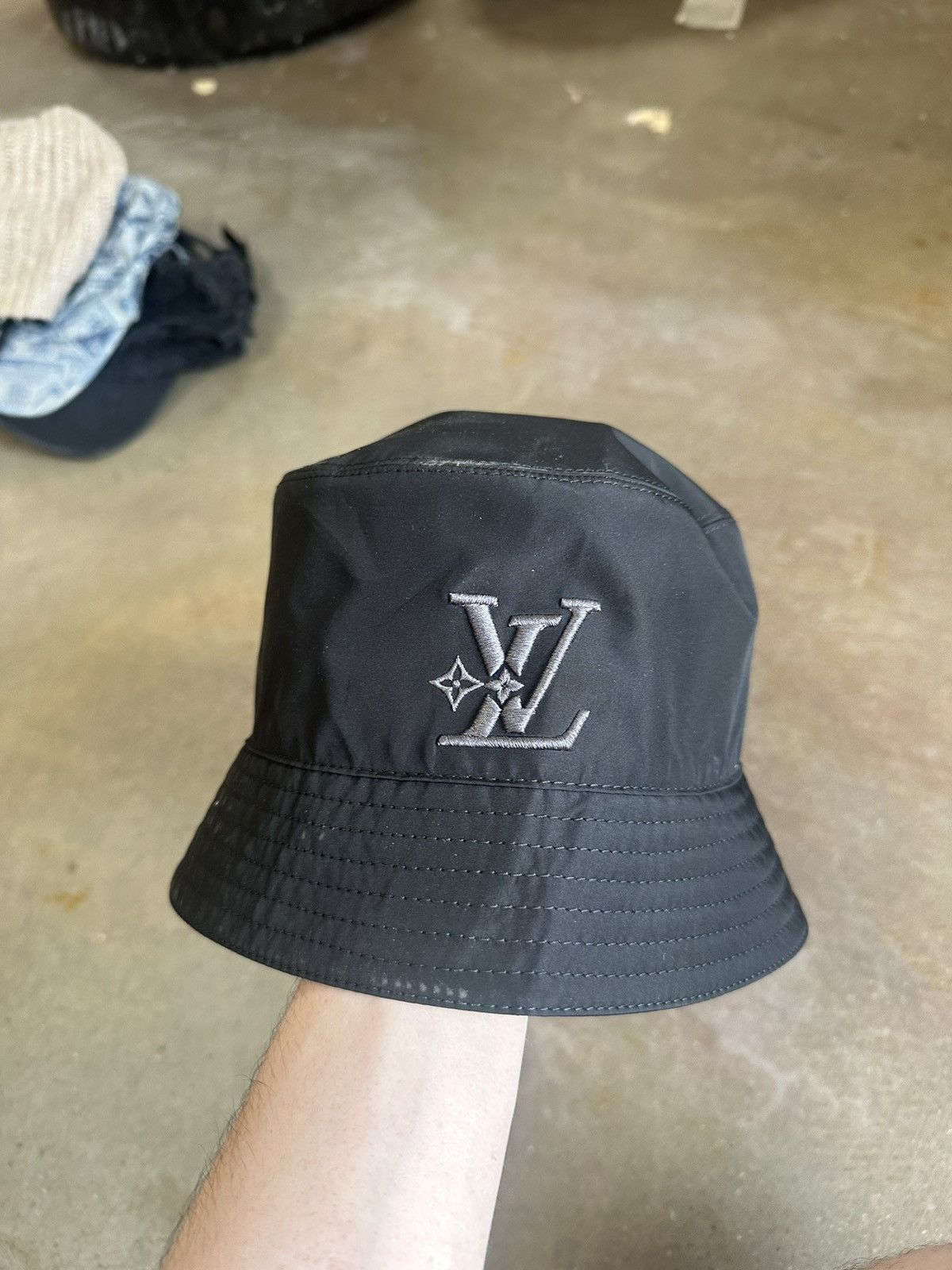Louis Vuitton Nylon Black Bucket Hat