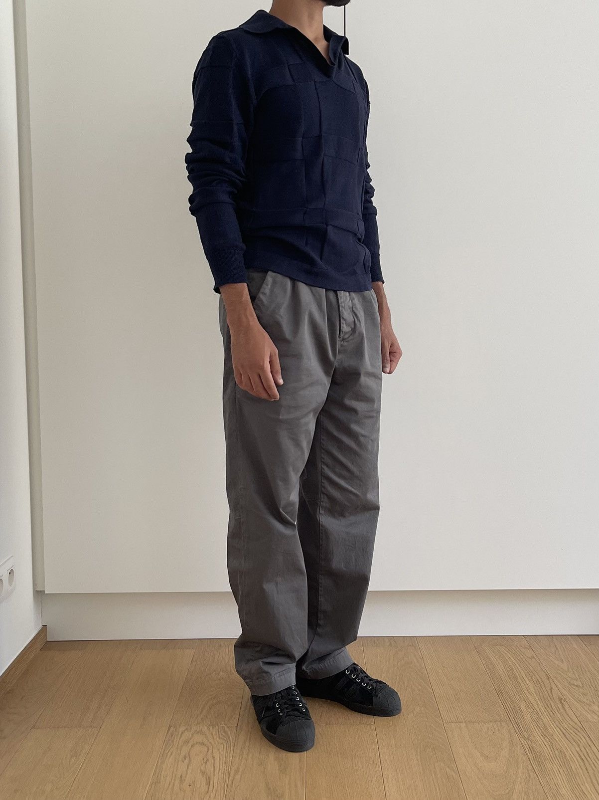 Maison Margiela Maison Margiela SS08 Navy Open-Collar Knit Polo Sweater Size US S / EU 44-46 / 1 - 1 Thumbnail