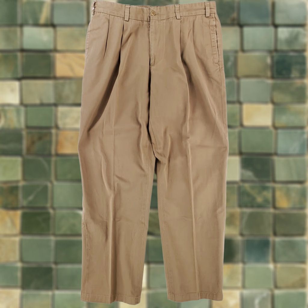 Bills Khakis Bills Khakis Pants Tan Pleated Made USA Mens 37 Inseam 31 Beige Chino Regular 37 x 31 Mens Size US 37 - 1 Thumbnail