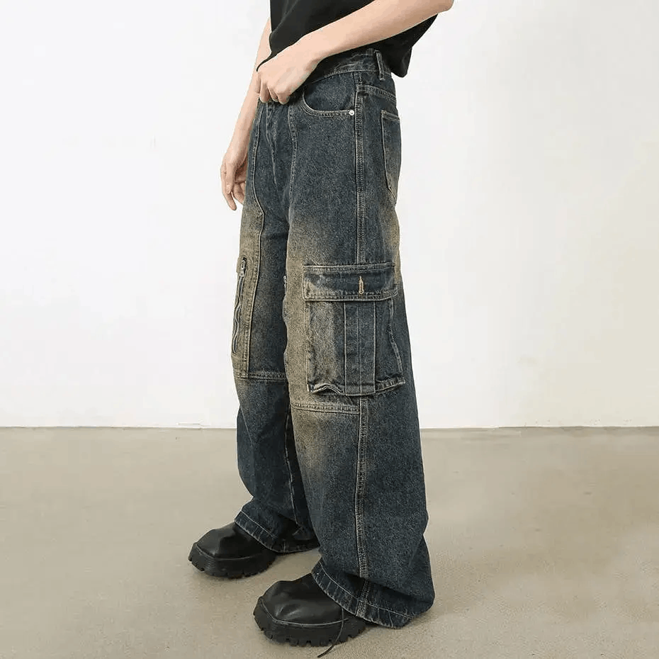 Japanese Brand × Jean Washed retro large pocket design baggy jeans Size US 30 / EU 46 - 1 Thumbnail