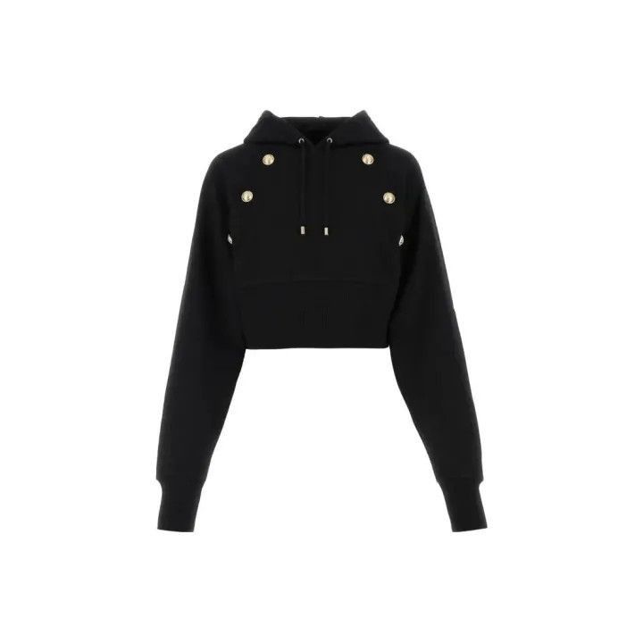 Balmain Balmain Black Hooded Sweatshirt with Buttons -2507 Size M / US 6-8 / IT 42-44 - 1 Thumbnail