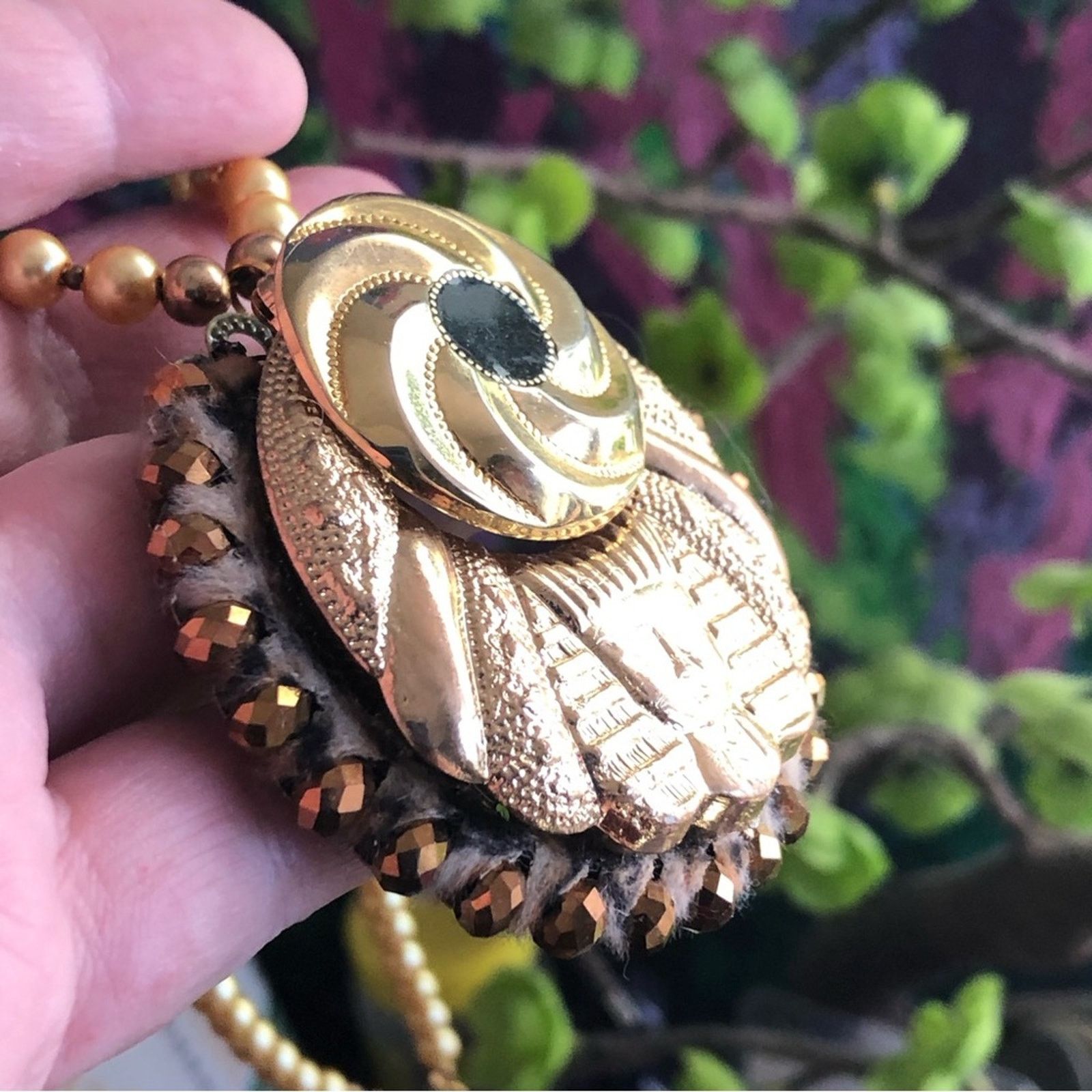 Handmade Handcrafted repurpose Egyptian medallion Pearl necklace Size ONE SIZE - 10 Thumbnail