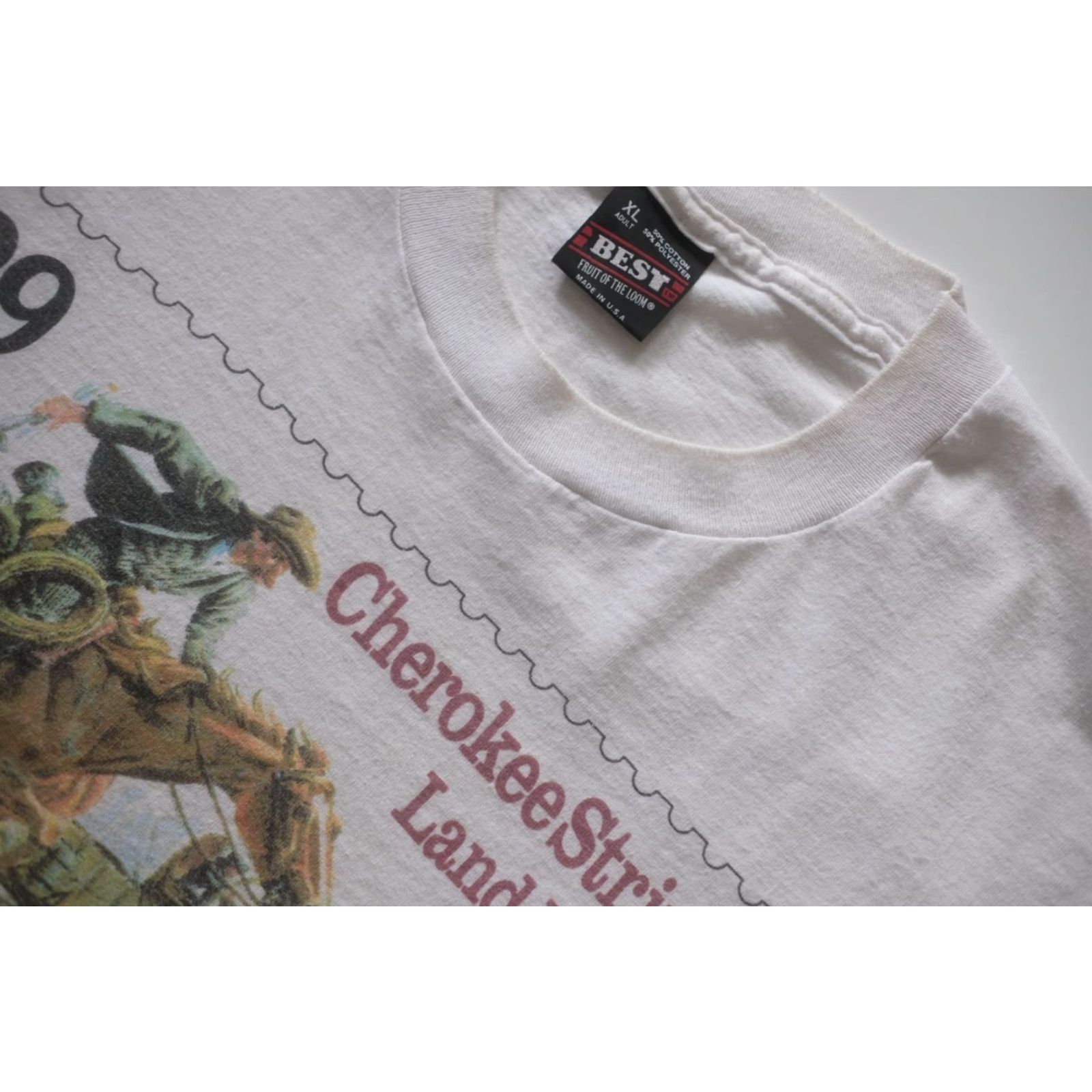 Fruit Of The Loom VINTAGE Fruit of the Loom STAMP Cowboy Horse USA Made WHITE GRAPHIC T SHIRT 1992 SZ XL Mens Size US XL / EU 56 / 4 - 4 Thumbnail