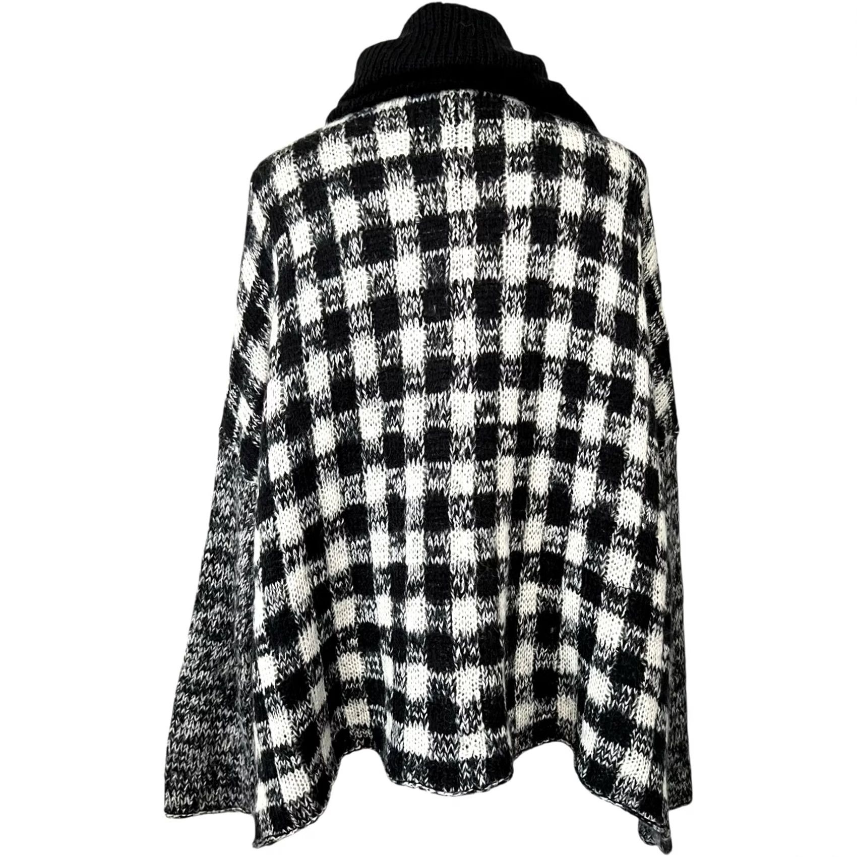 Vintage Wooden Ships Women's Sweater Cowl Neck Mohair Wool Black White Check Plaid M/L Pullover Knit Size L / US 10 / IT 46 - 5 Thumbnail