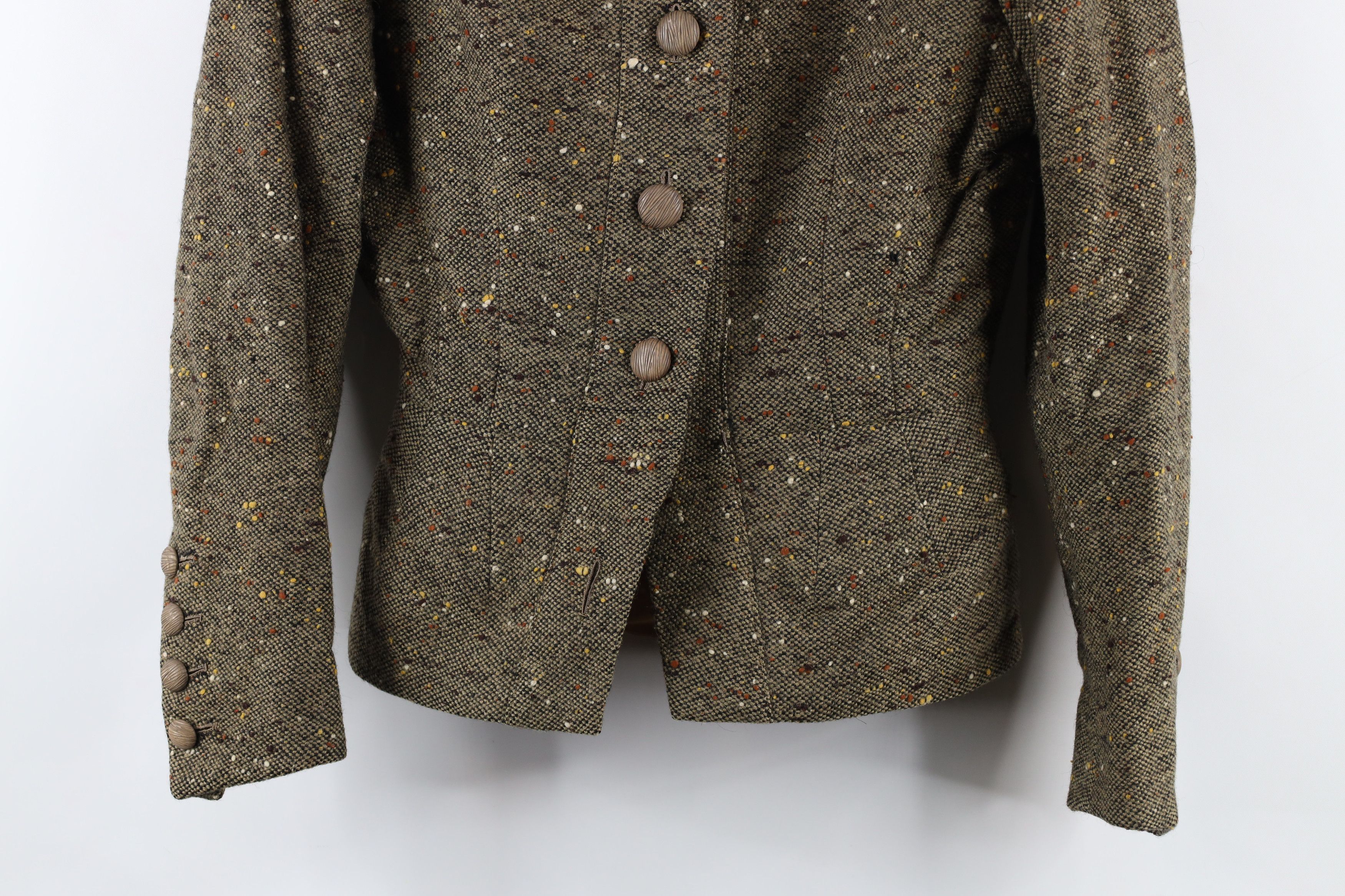 Vintage Vintage 50s Italian Couture Tweed Button Blazer Jacket Italy Size XL / US 12-14 / IT 48-50 - 3 Thumbnail
