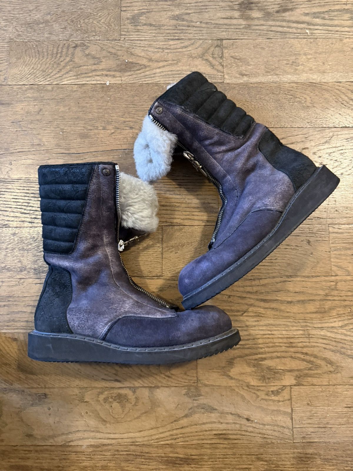 Chrome Hearts × Rick Owens Rick Owens CHROME HEARTS AW11 MOUTON SHEARLING MOHAWK BOOTS Size US 8 / EU 41 - 2 Thumbnail