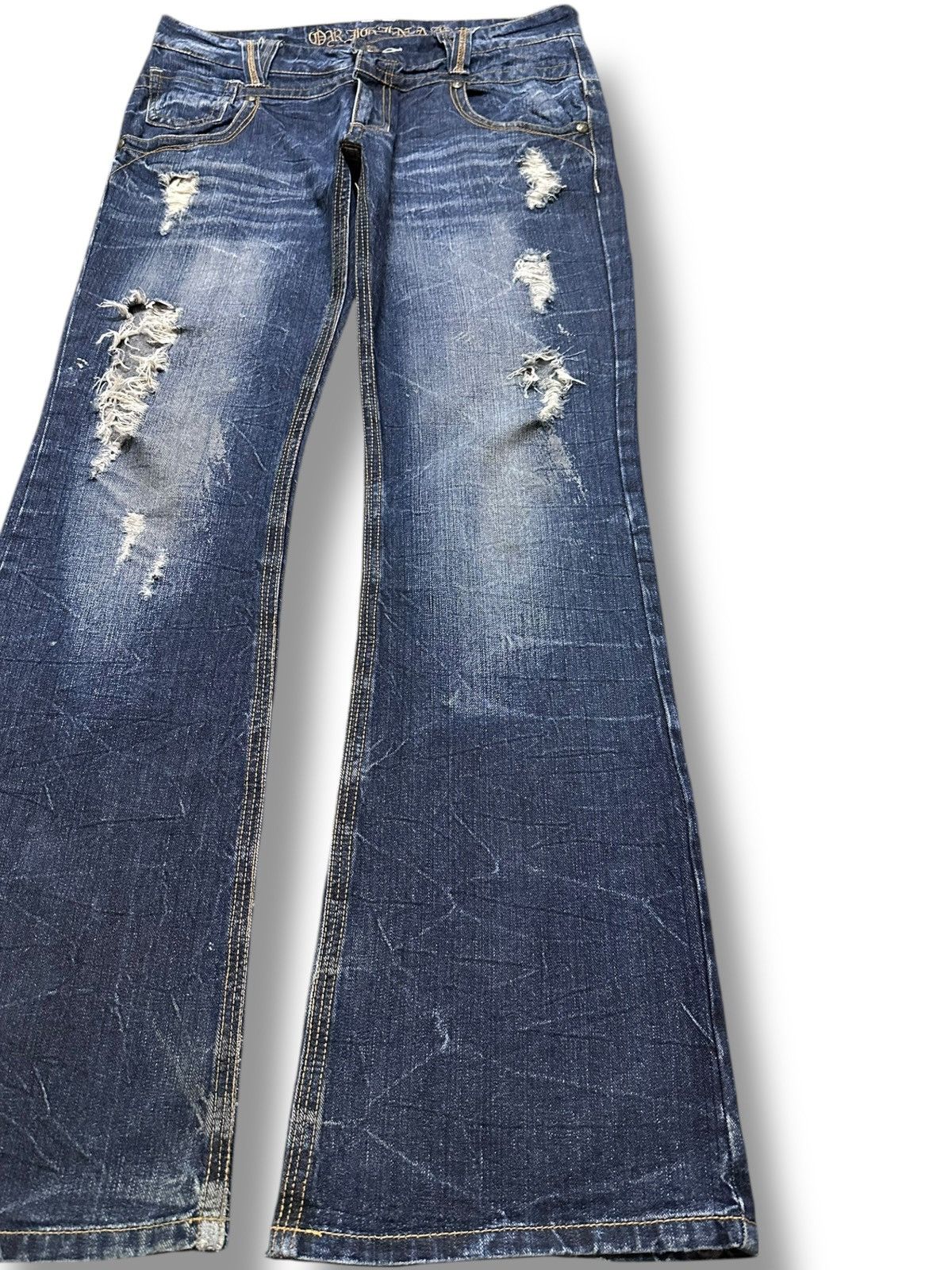 Dr. Collectors Vintage Japanese Brand Flare Comb Grunge Distressed Denim Size US 34 / EU 50 - 4 Thumbnail