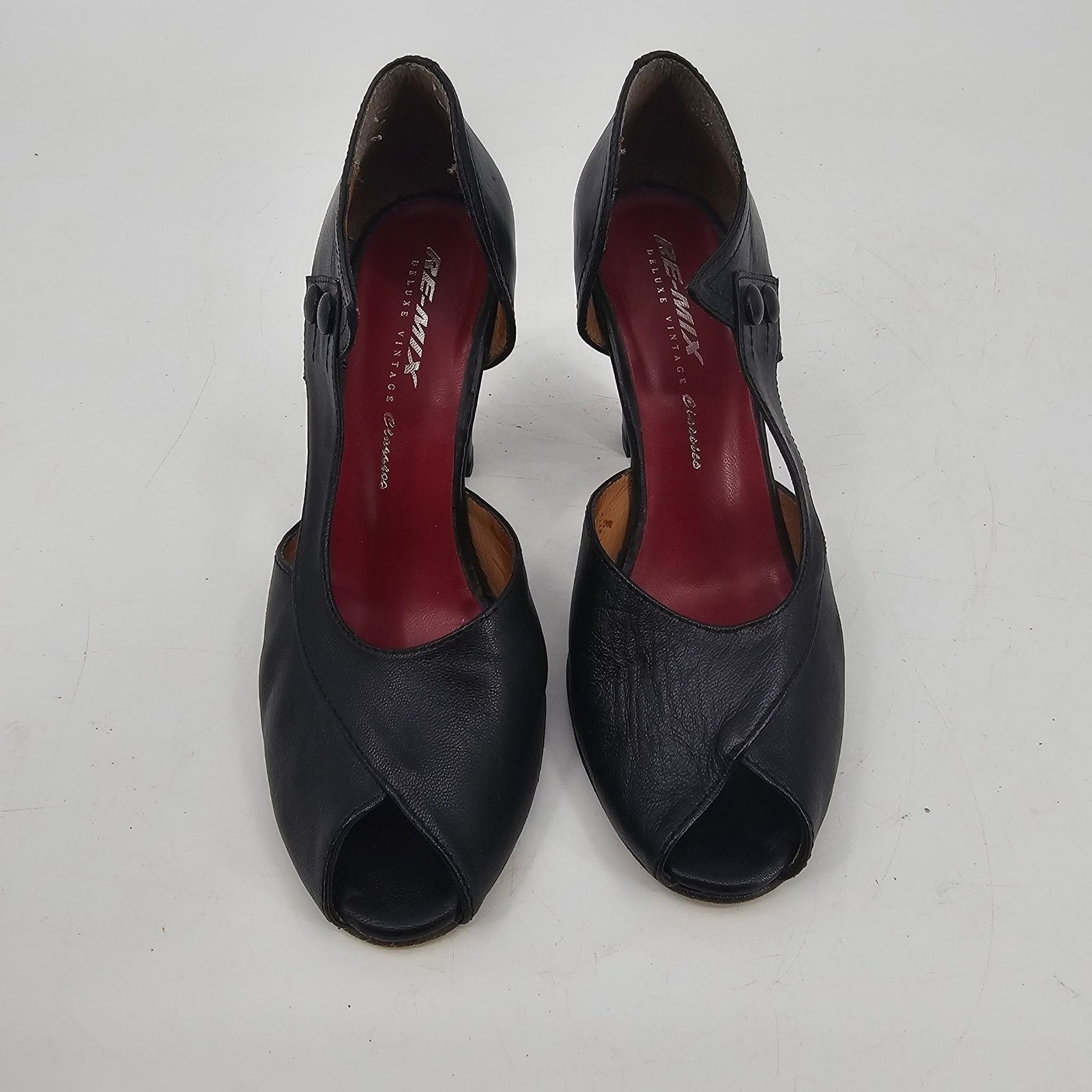 Other Re-Mix Deluxe Vintage Eva Black D’orsay Peep Toe Pump Heel 6 Size US 6 / IT 36 - 2 Thumbnail