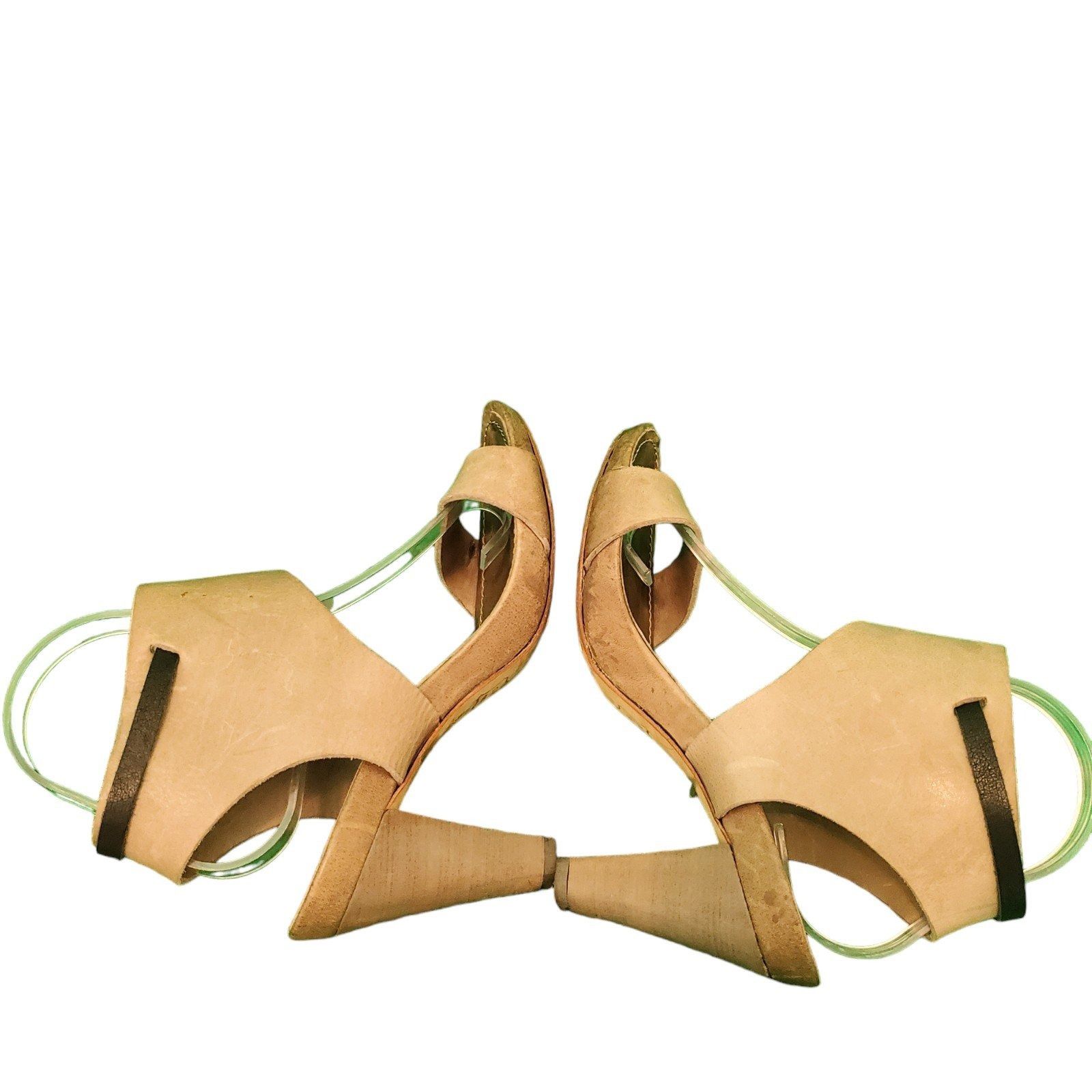 HUMANOID Humanoid Leather Wrap Heels Sandals taupe/Black Sz 38/8 Size US 8 / IT 38 - 4 Thumbnail