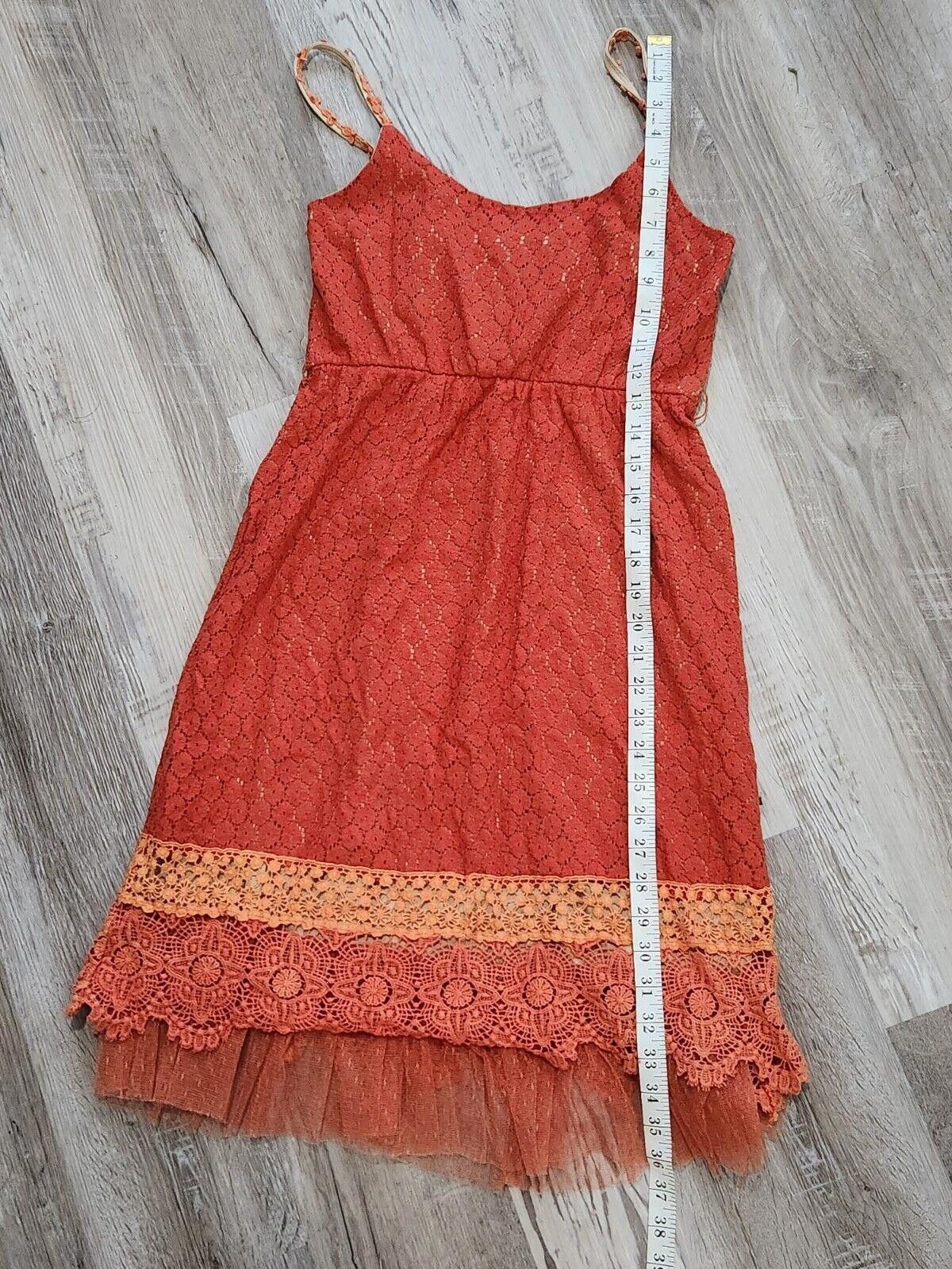 Designer Altar'd State Dress Medium Orange Lace Overlay Fit And Flare Size M / US 6-8 / IT 42-44 - 8 Thumbnail
