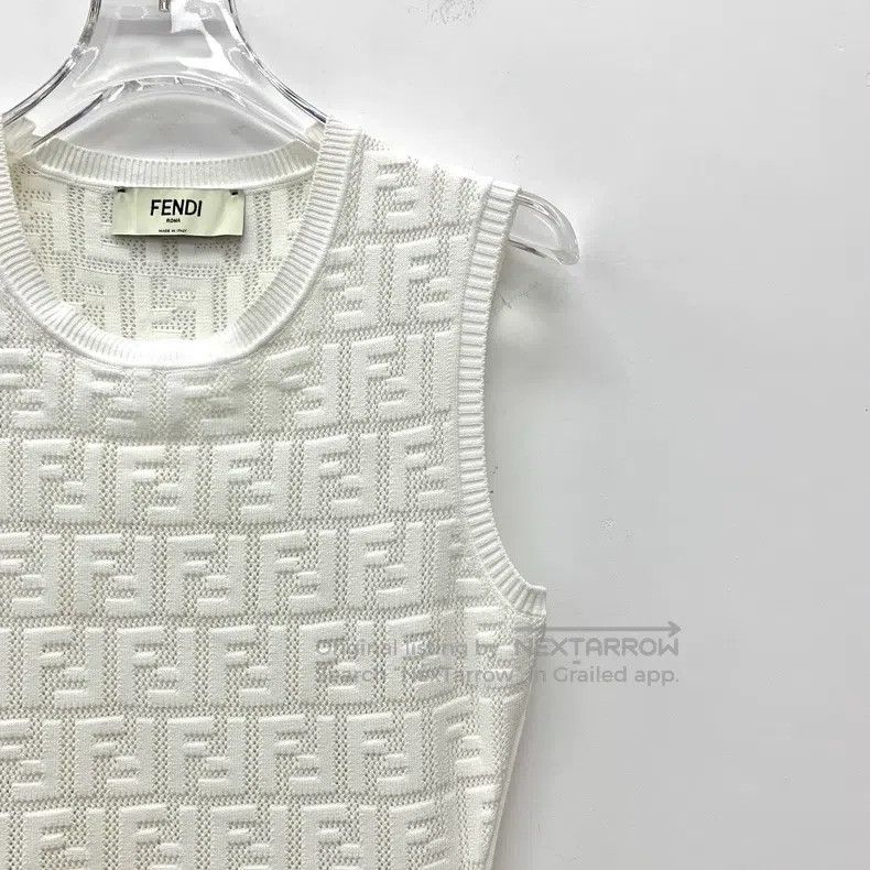 Fendi Fendi White monogram all-over print round neck sleeveless Size XXS / US 00 / IT 34 - 3 Thumbnail
