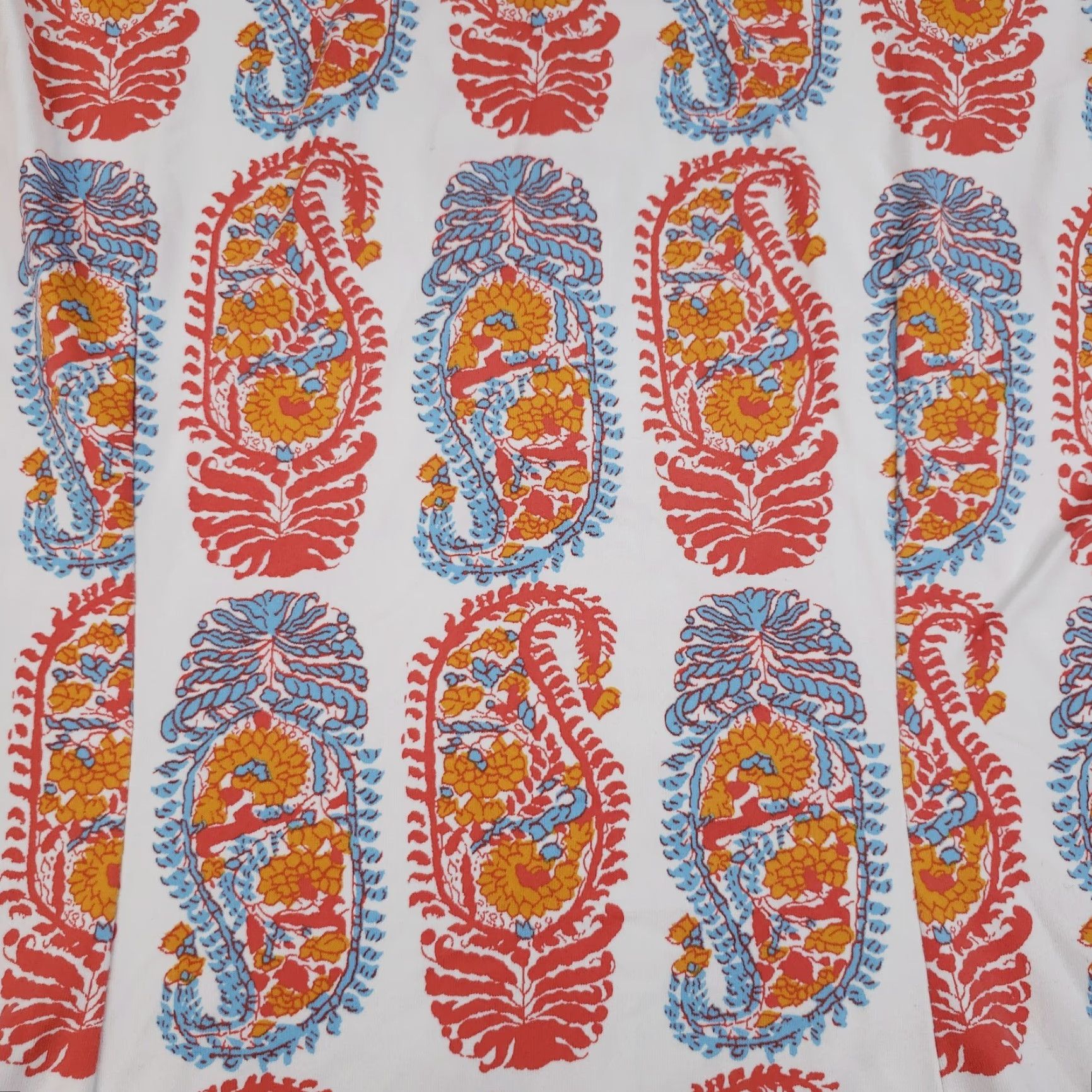 J.McLaughlin J McLaughlin Blouse Shirt Womens Medium Orange White Catalina Cloth Stretch Paisley Henley Pullover Casual Tunic Size M Nylon Spandex Size M / US 6-8 / IT 42-44 - 7 Thumbnail