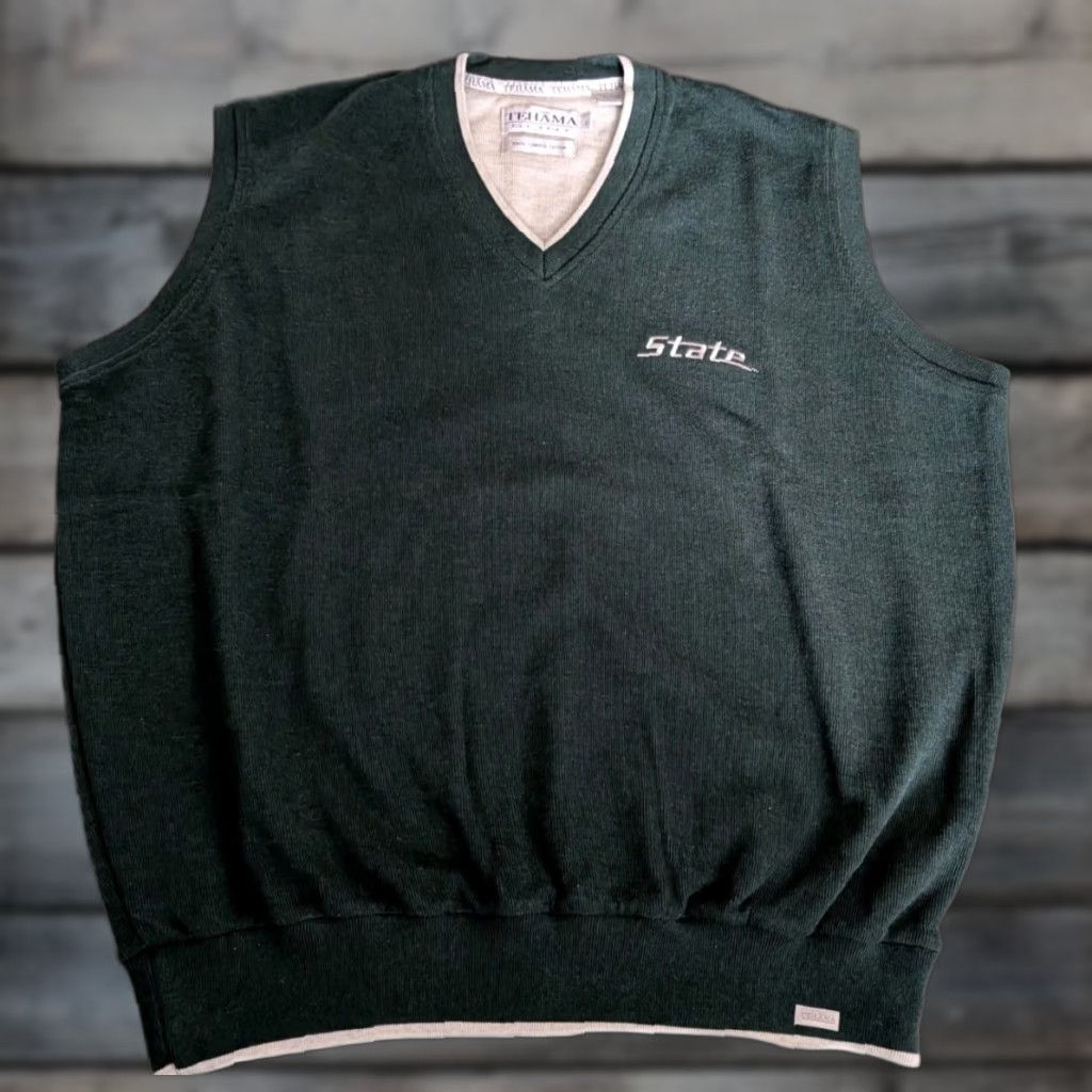 Vintage VINTAGE Tehama MSU Spartans Sweater Vest Size L Green NCAA Basketball 90s Mens Size US L / EU 52-54 / 3 - 1 Thumbnail