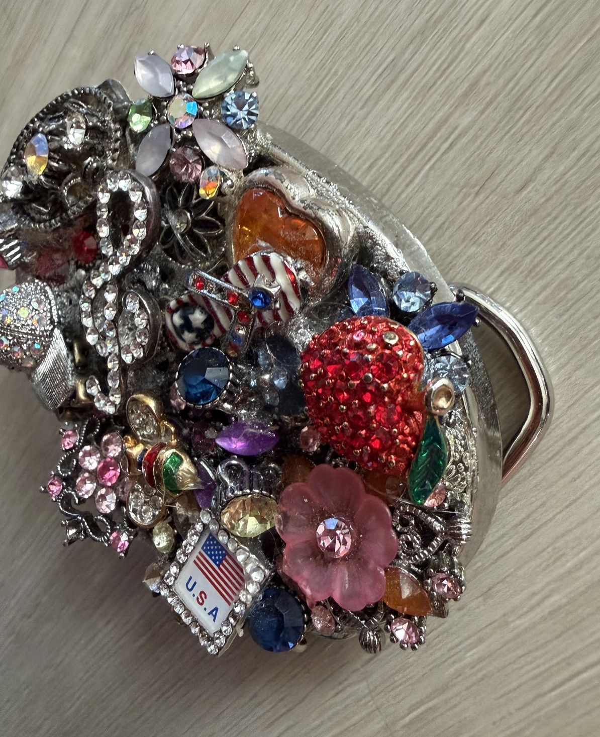 Vintage Vintage Upcycled Junk-Art Belt Buckle Made In USA Size ONE SIZE - 4 Thumbnail