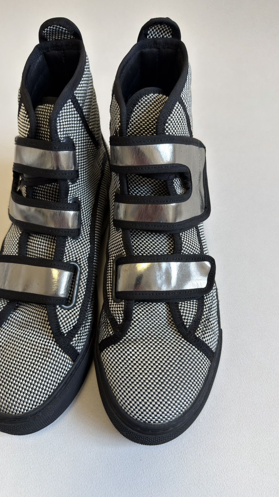 Raf Simons A/W 13 ‘Checkerboard Nylon’ Velcro Sneakers Size US 9 / EU 42 - 12 Thumbnail