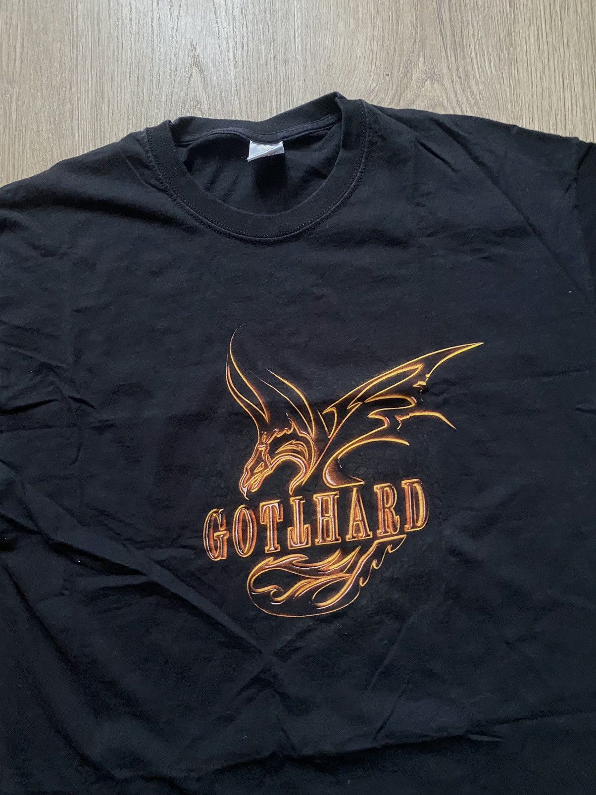 Band Tees × Vintage Vintage Gotthard band Black T-shirt Size US XL / EU 56 / 4 - 2 Thumbnail