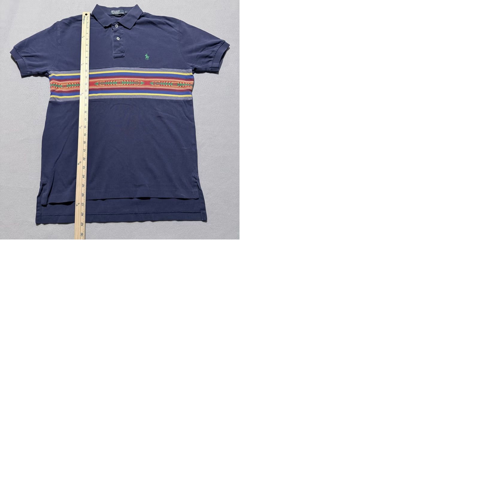 Ralph Lauren VINTAGE Ralph Lauren Polo Shirt Mens Navy Blue Aztec Stripe Short Sleeve Small Size US S / EU 44-46 / 1 - 9 Thumbnail