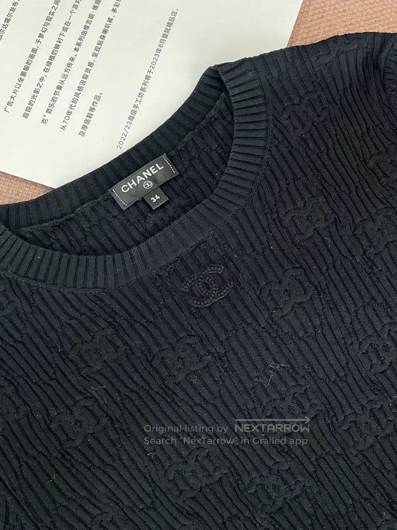 Chanel Chanel Black dark pattern full double C full logo knitted Size XXS / US 00 / IT 34 - 1 Thumbnail