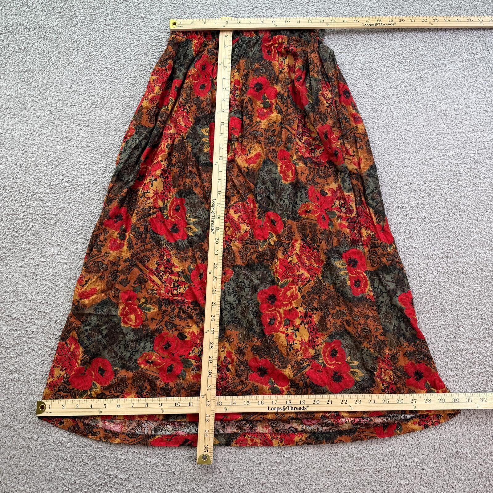 Other Vintage 90s Lee Winter Floral Maxi Skirt Boho Prairie 12 Size 34" / US 12 / IT 48 - 3 Thumbnail