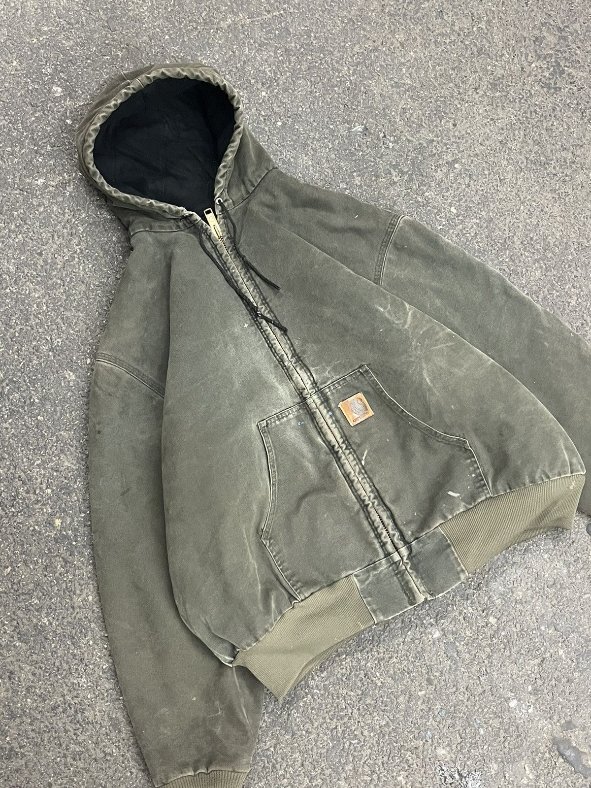 Carhartt × Vintage Carhartt moss/forest green faded hooded jacket hype rare Size US XL / EU 56 / 4 - 2 Thumbnail