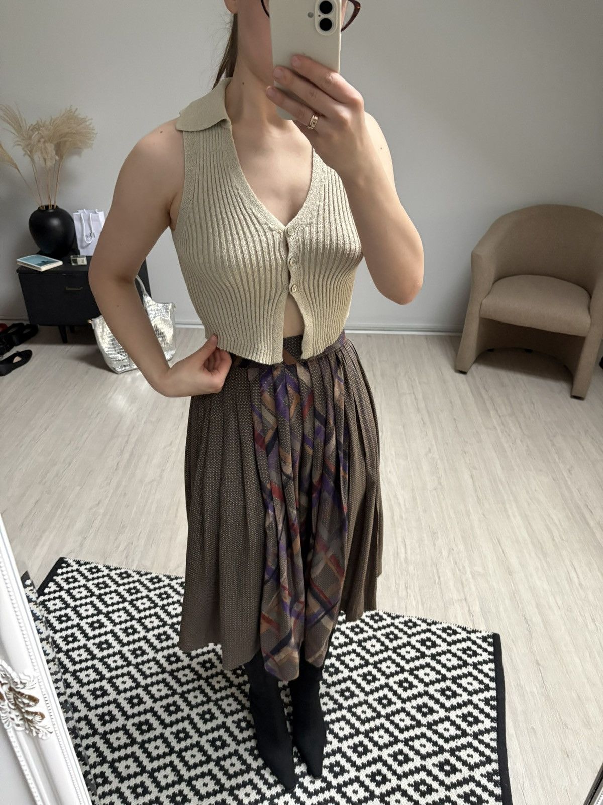 Other Vintage JEAN PATOU Boutique Paris Silk Skirt 70s Size 40 Size 28" / US 6 / IT 42 - 5 Thumbnail