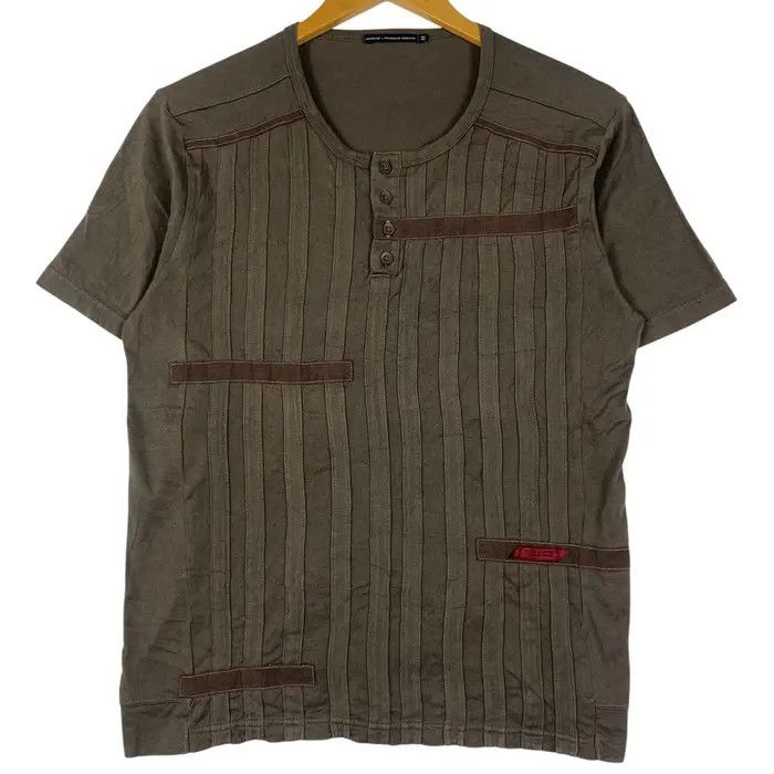 Marithe + Francois Girbaud MARITHE FRANCOIS GIRBAUD Embossed Henley Tee Shirt Size M / US 6-8 / IT 42-44 - 1 Thumbnail