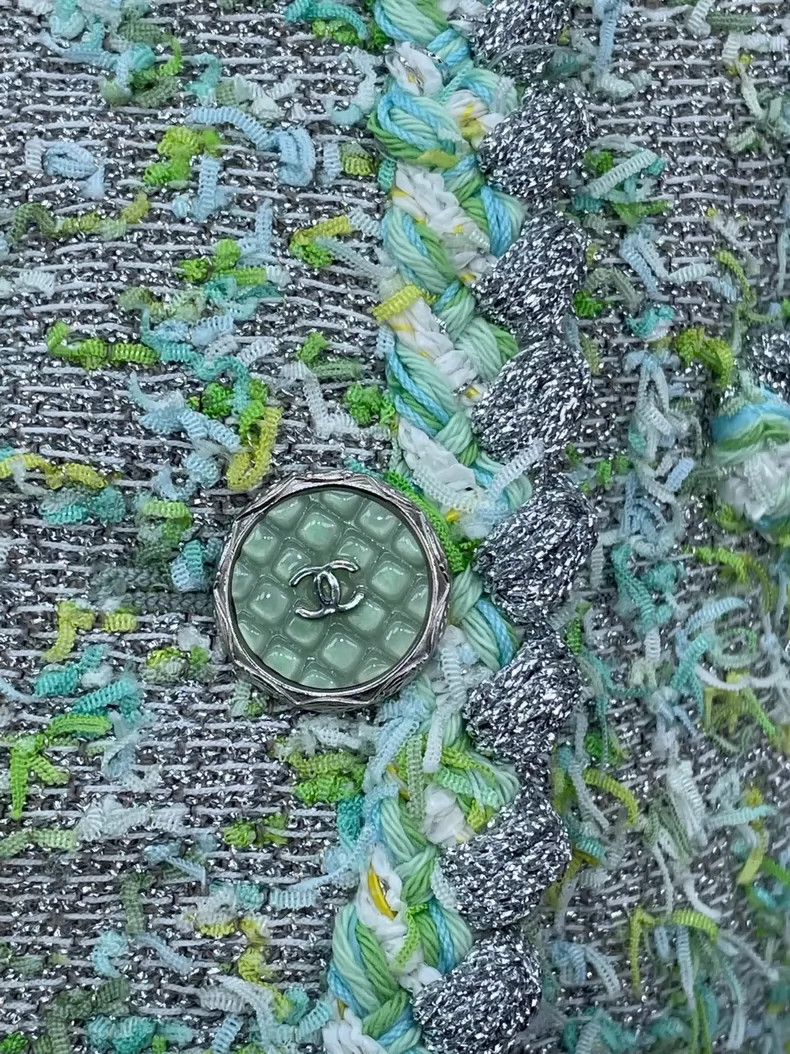 Chanel Chanel Classic silver thread broken green glitter jacket 25 Size XS / US 0-2 / IT 36-38 - 3 Thumbnail