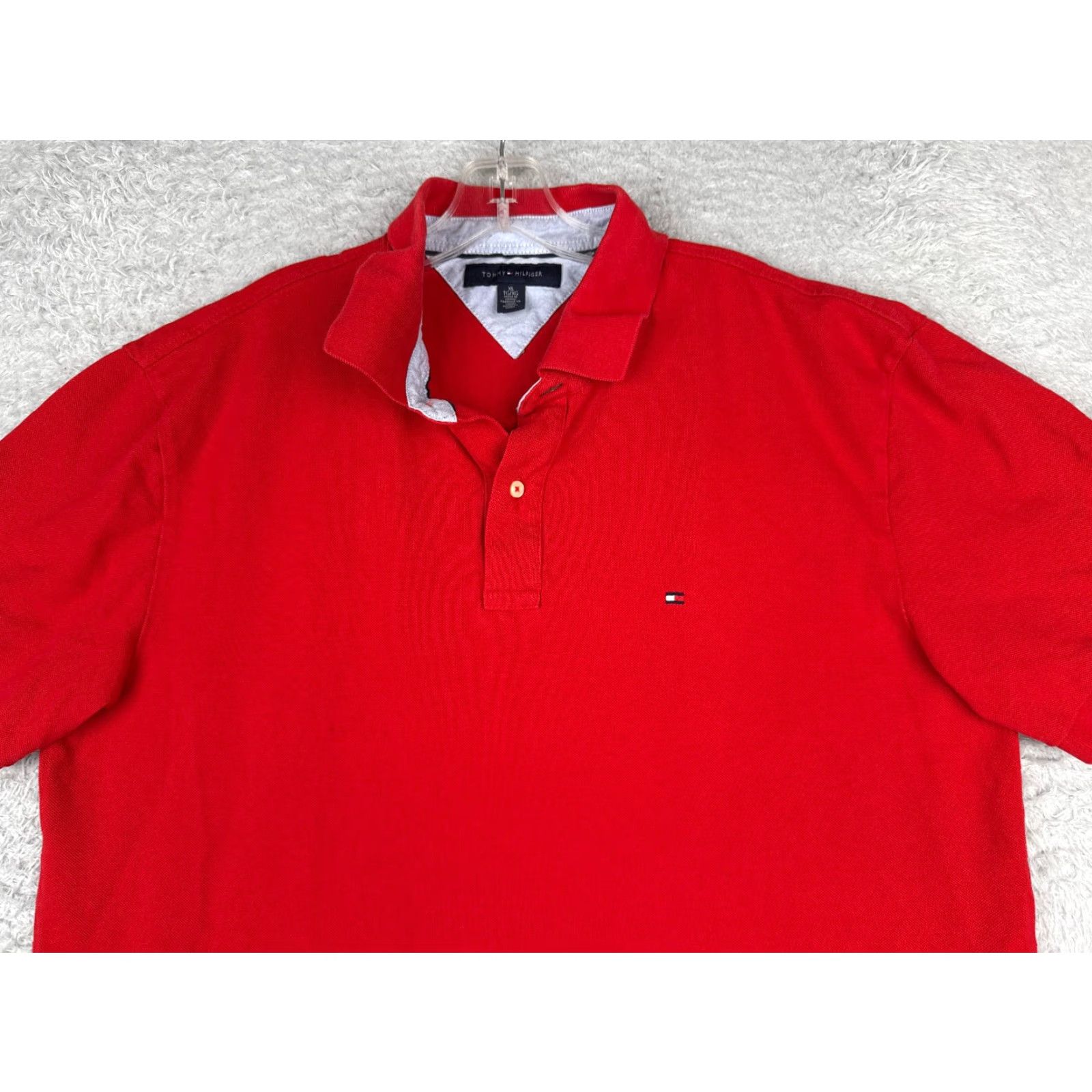 Tommy Hilfiger Tommy Hilfiger Polo Shirt Men XL Red 100% Cotton Jersey Short Sleeve Slim Embroidered Logo Polo Size US XL / EU 56 / 4 - 4 Thumbnail