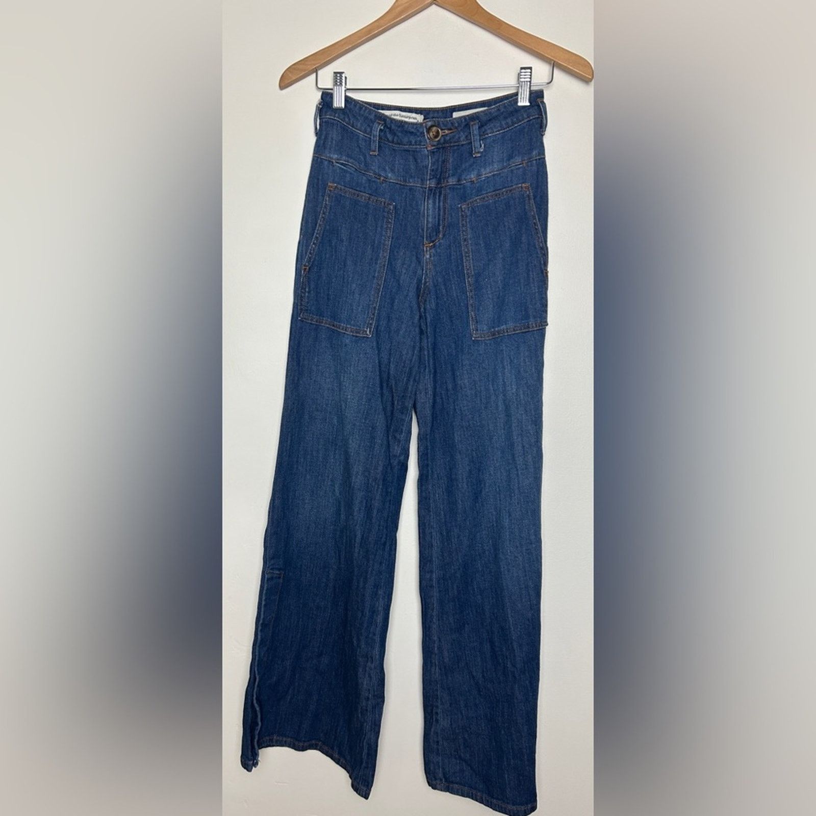 Anthropologie Anthropologie Pilcro & The Letterpress Wide Leg Snap Jeans Size 25" / US 0 / IT 36 - 1 Thumbnail