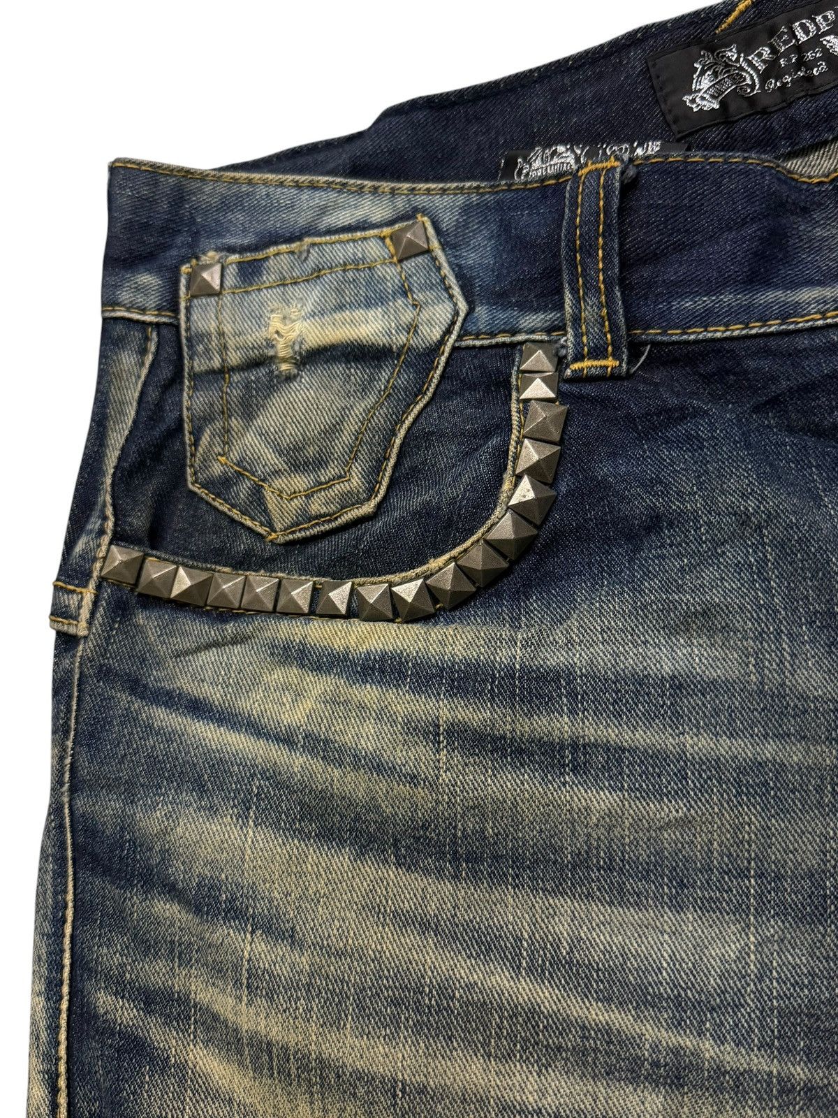 Japanese Brand Vintage Red Pepper Japan & Co | Y2K Heavy Fade Studded | W35 Size US 35 - 9 Thumbnail