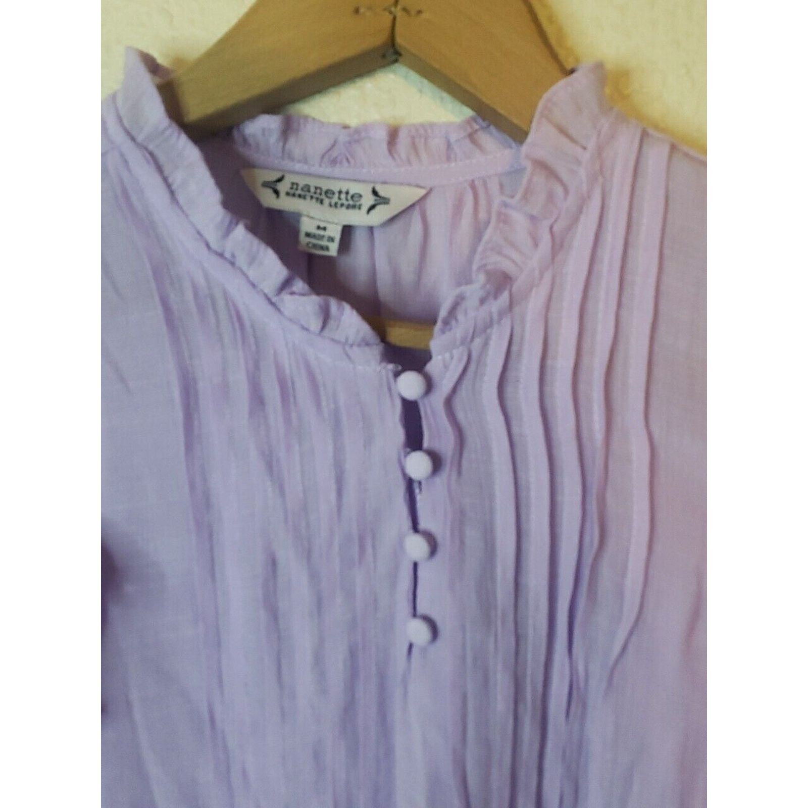 Nanette Lepore Nanette Light Purple High Neck Ruffle Sleeve Top medium Size M / US 6-8 / IT 42-44 - 3 Thumbnail