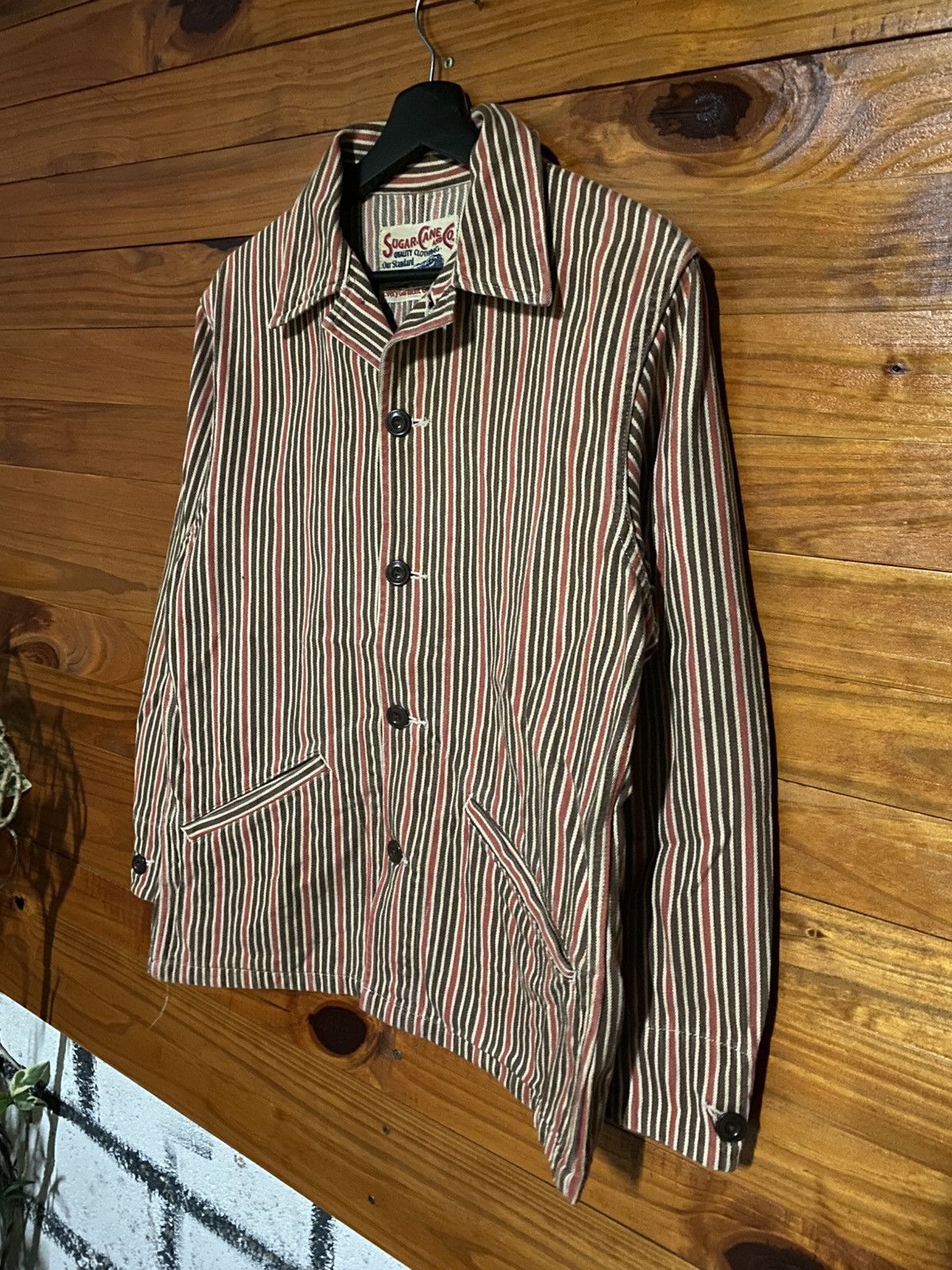 Sugar Cane Vintage-Style Sugar Cane & Co. Striped Work Jacket – SC07720 Size US S / EU 44-46 / 1 - 4 Thumbnail