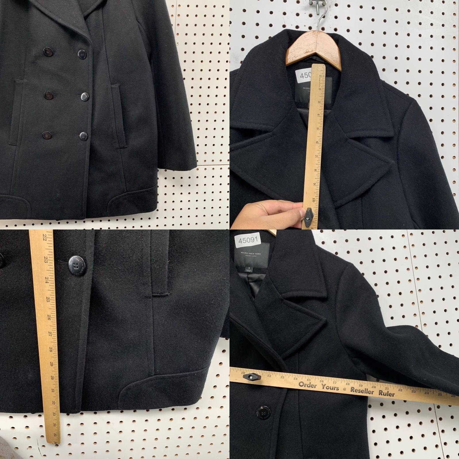 Vintage VINTAGE Marc New York Wool Coat Womens 8 Black Double Breasted Peacoat Business Coat Size M / US 6-8 / IT 42-44 - 8 Thumbnail