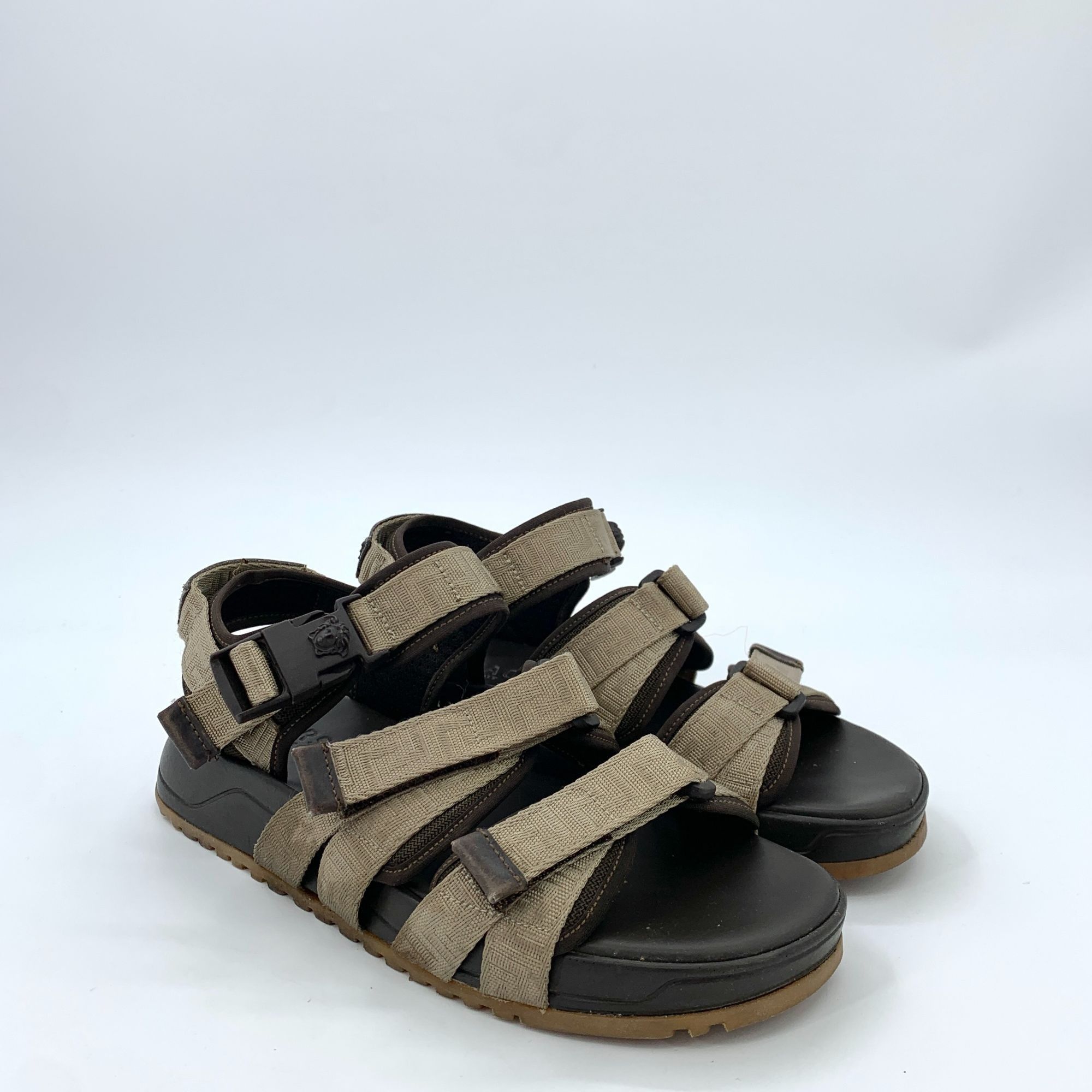 Versace Versace Black & Brown Fabric Velcro Sandals (Size 40) Size US 7 / EU 40 - 7 Thumbnail