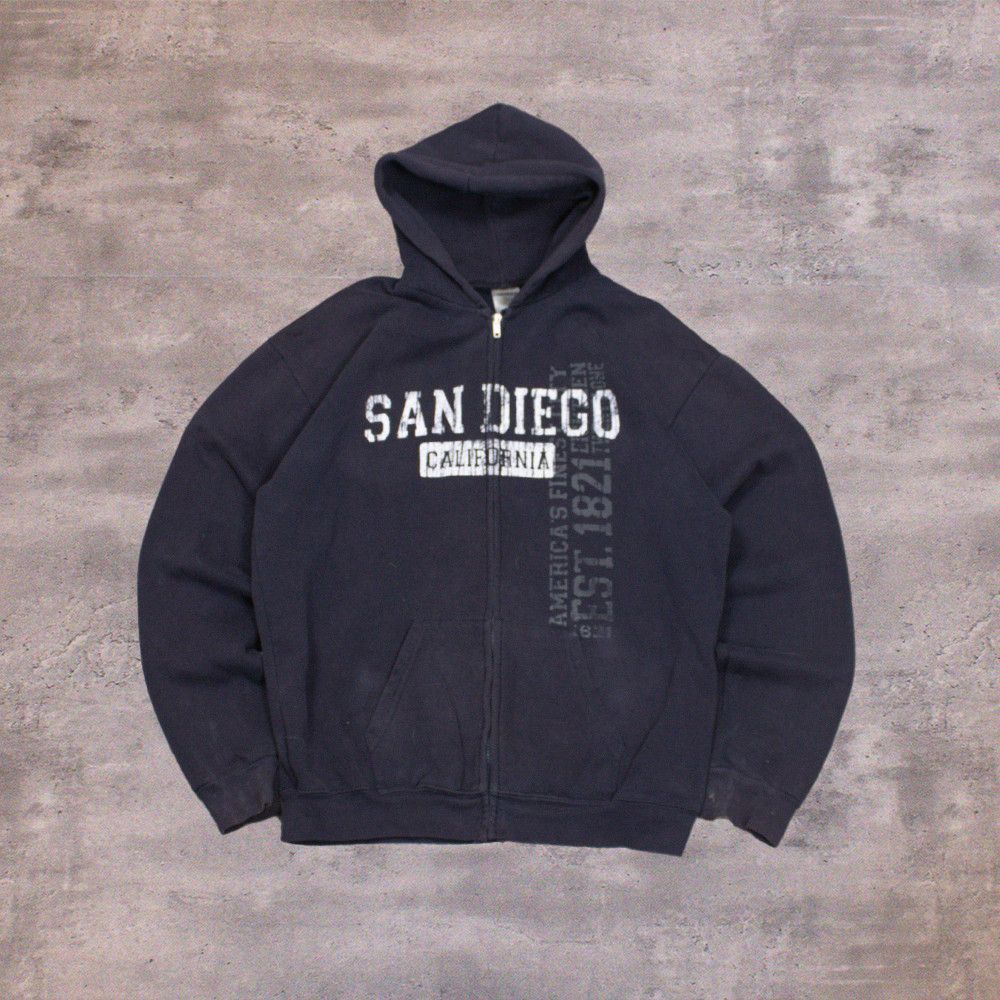 Japanese Brand Vintage VTG Y2K 2000's 00's San Francisco AOP Navy Hoodie Size US M / EU 48-50 / 2 - 1 Thumbnail