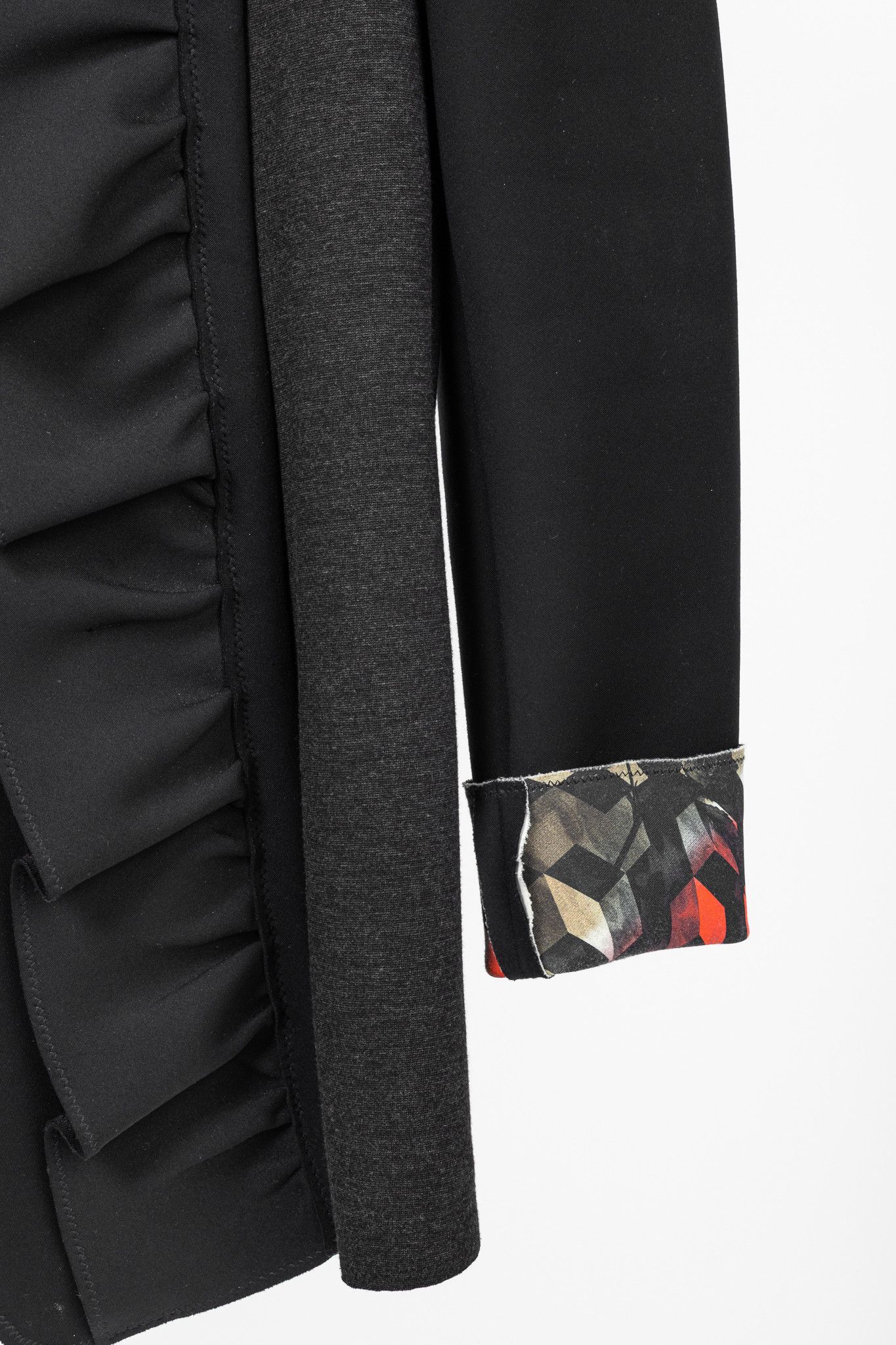 Marie Saint Pierre Marie Saint Pierre Neoprene & Ponte Ruffle Patchwork Blazer Size L / US 10 / IT 46 - 6 Thumbnail