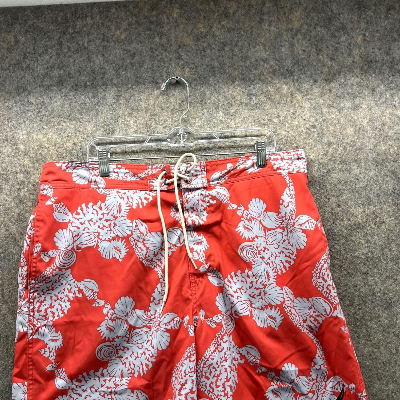 Nautica Nautica Shorts Men XL Trunks Lined Orange Floral Polyester Swimwear Drawstring Size US 36 / EU 52 - 2 Thumbnail