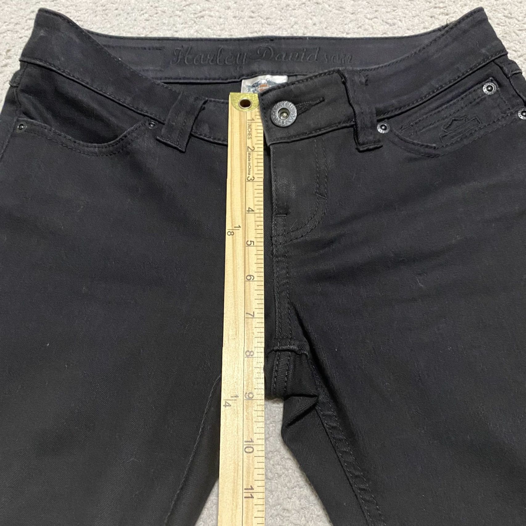 Harley Davidson Harley-Davidson Jeans Womens 4 Black Denim Skinny Dark Wash Low Rise Stretch Jeans Women Slim 5-Pocket Design Size 27" / US 4 / IT 40 - 7 Thumbnail