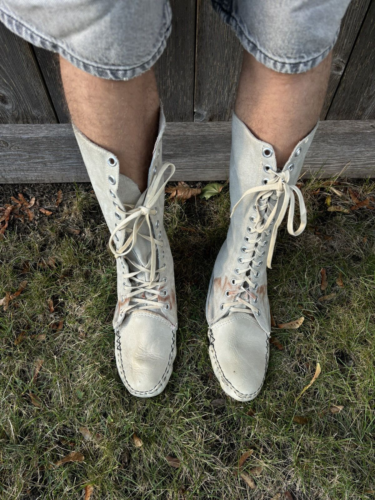 Handmade Vintage Suede Mukluk Boot Native American Moccasin Tall Snow Size US 8 / EU 41 - 2 Thumbnail