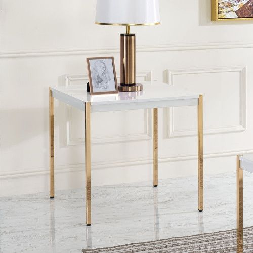 Designer × Homemade ACME Otrac End Table in White & Gold Finish LV00035 Size US L / EU 52-54 / 3 - 8 Thumbnail