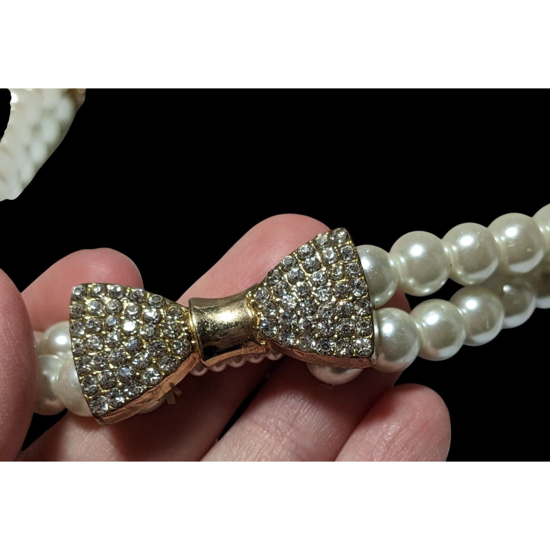 Other Vintage Coquette Rhinestone Faux Pearl Stretch Choker Size ONE SIZE - 3 Thumbnail