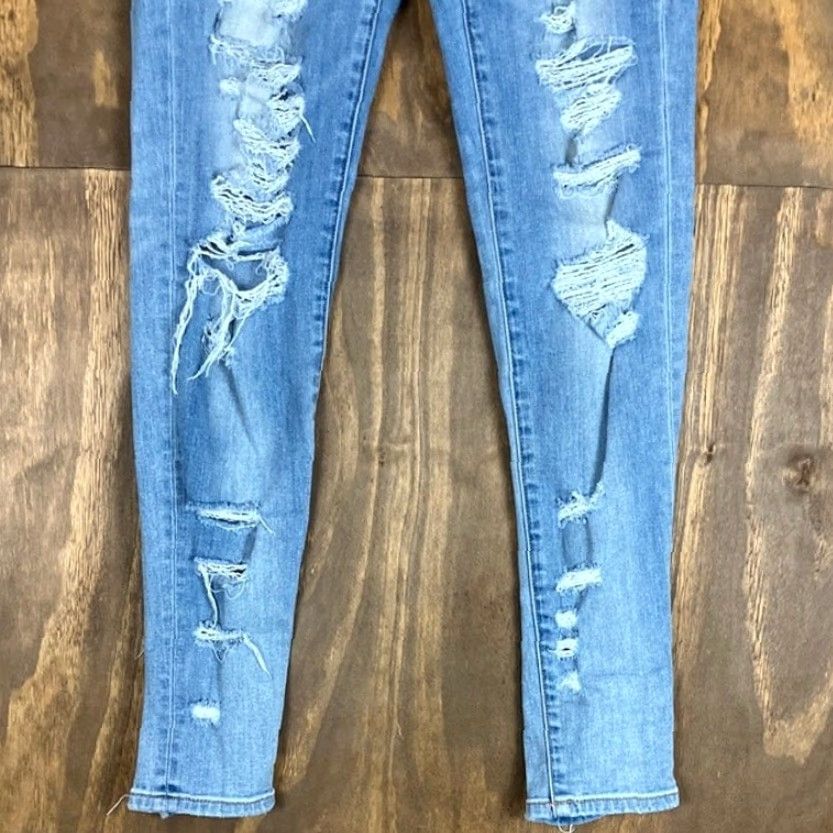 American Eagle Outfitters VINTAGE American Eagle Womens Jeans Blue Denim Mid Rise Jegging Distressed Stretch 6 Size 29" - 3 Thumbnail
