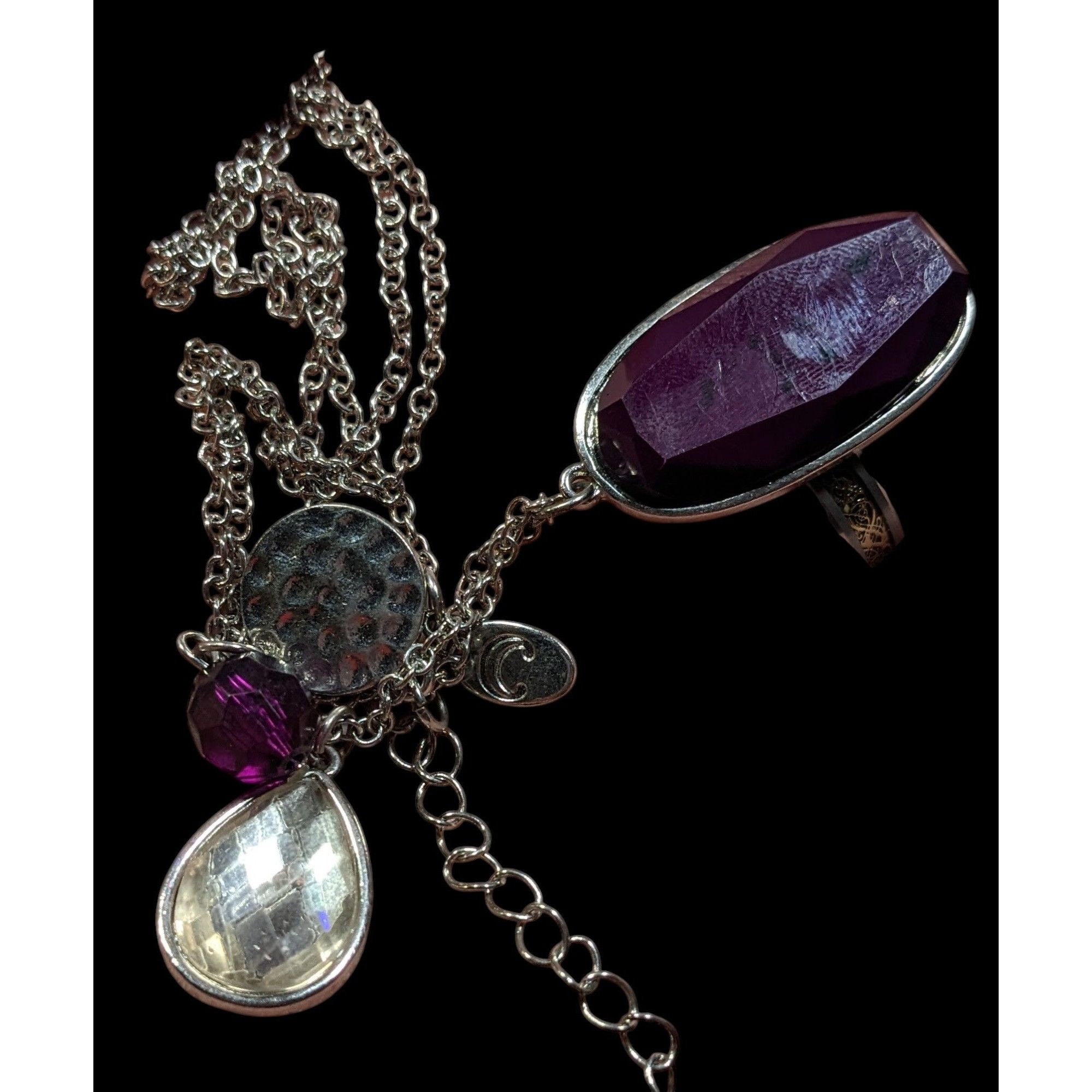 Other Charming Charlie Purple And Silver Tone Charm Cluster Pendan Size ONE SIZE - 5 Thumbnail