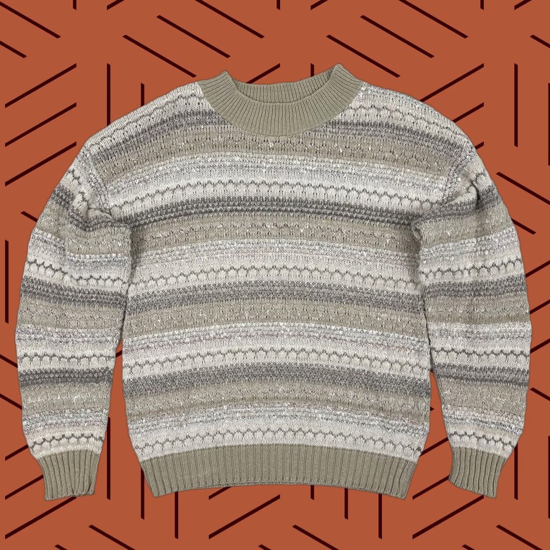 Orvis VINTAGE Orvis Sweater Adult Medium Brown Stripe Knit Earth Tone Granola Girl USA 90s Size M / US 6-8 / IT 42-44 - 1 Thumbnail